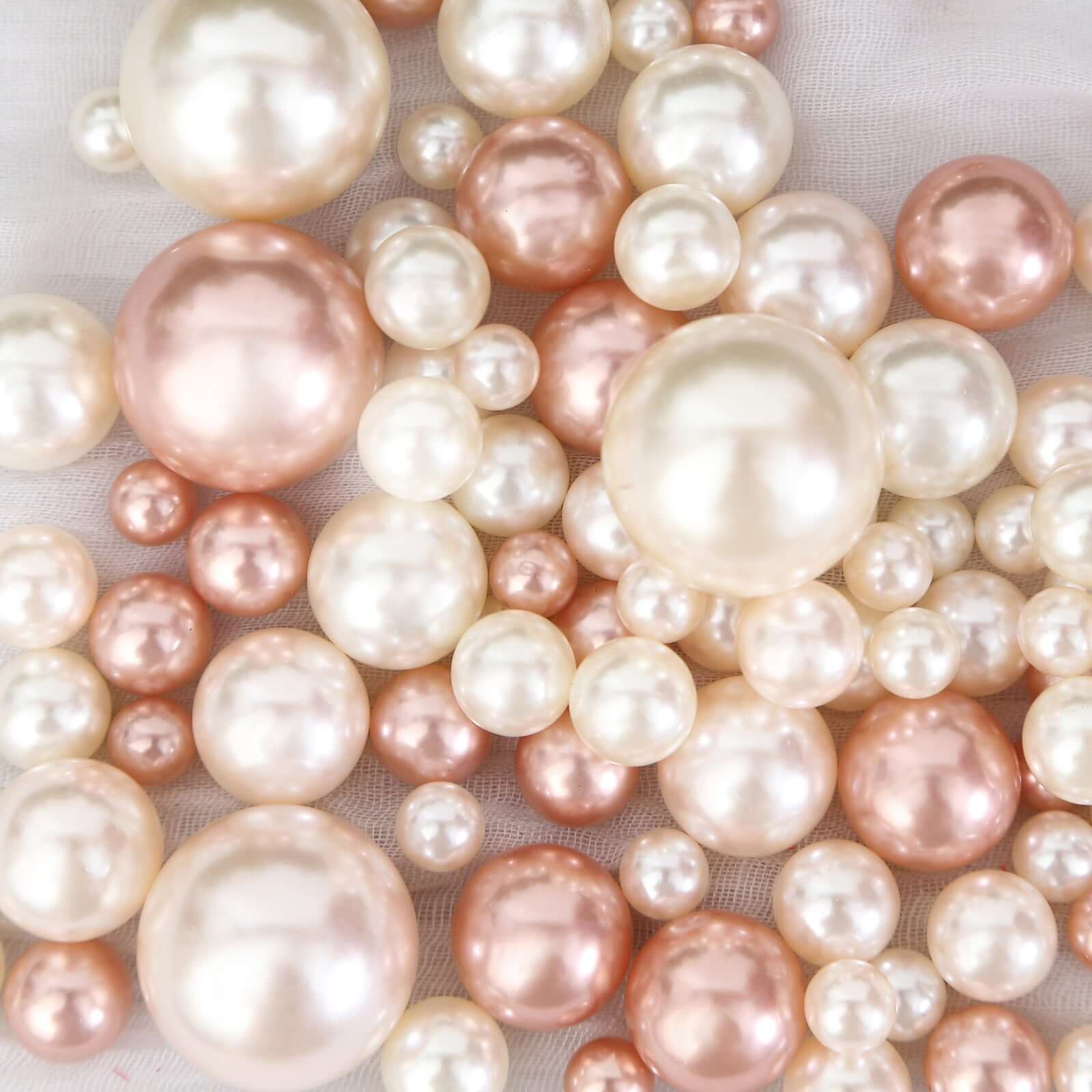 200Pcs Assorted Pearl Beads Vase Fillers in Rose Gold and Off White, Lustrous DIY Craft Bead Set - Image 8