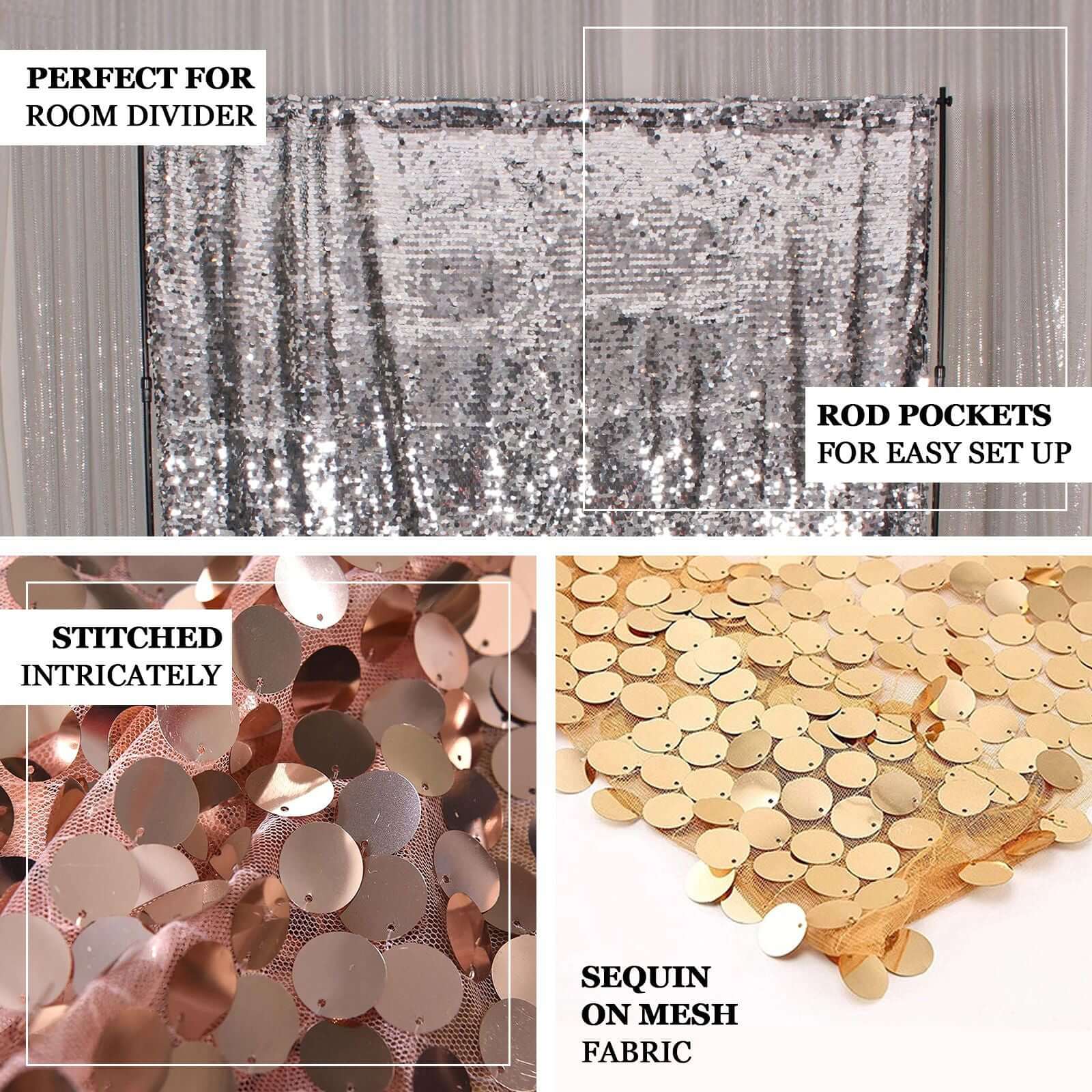 Blush Big Payette Sequin Divider Backdrop Curtain, Event Background Drapery Panel - 20ftx10ft - Image 4