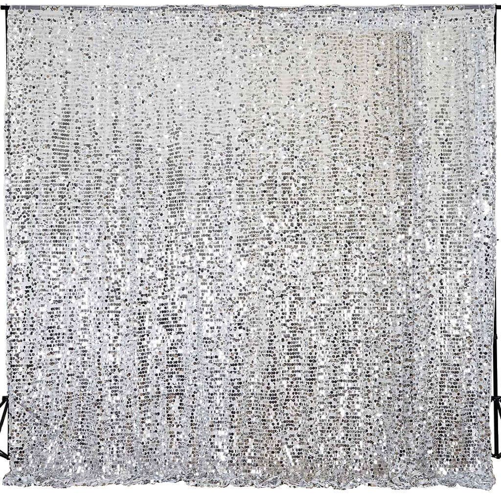 Silver Big Payette Sequin Divider Backdrop Curtain, Event Background Drapery Panel - 20ftx10ft