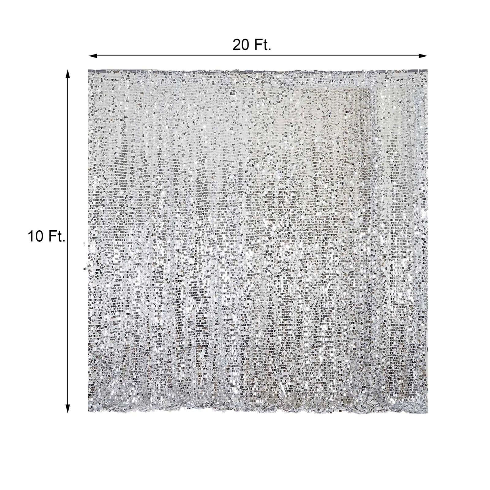 Silver Big Payette Sequin Divider Backdrop Curtain, Event Background Drapery Panel - 20ftx10ft - Image 3