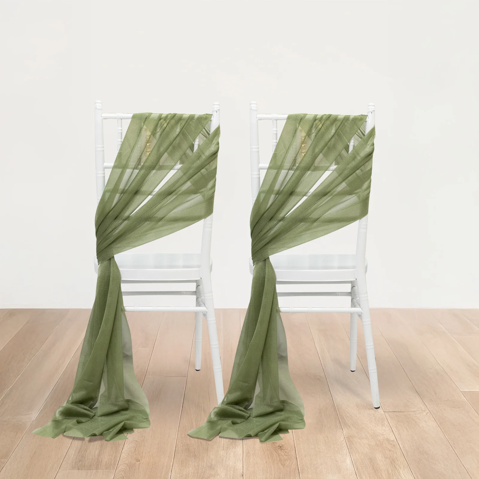 20-Pack Sheer Chair Sash in Dusty Sage Green, 9ft Long Shimmer Sheer Drape Chair Decor Set, Wrinkle-Free - Image 4