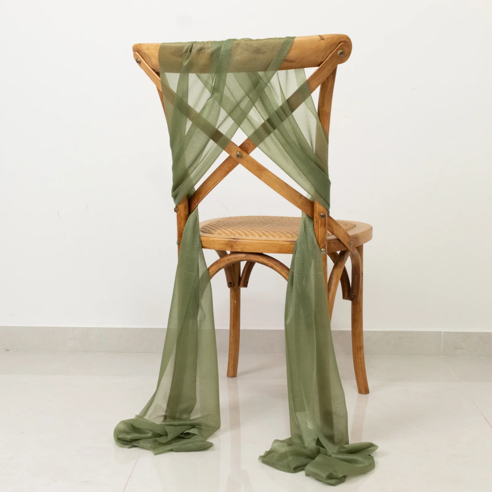 20-Pack Sheer Chair Sash in Dusty Sage Green, 9ft Long Shimmer Sheer Drape Chair Decor Set, Wrinkle-Free - Image 6