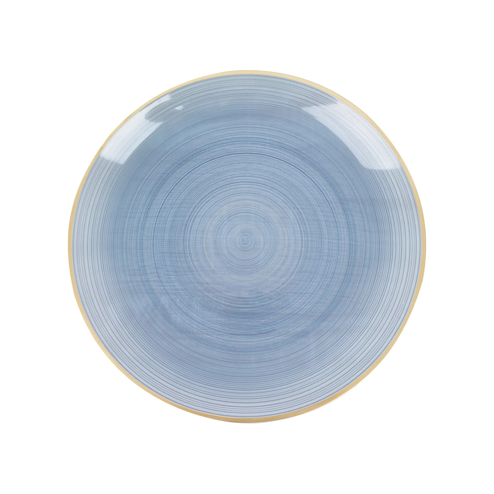20 Pack Economy Plastic Charger Plates 13" – Transparent Dusty Blue Swirl Design with Gold Rim, Stylish Table Chargers - Image 2