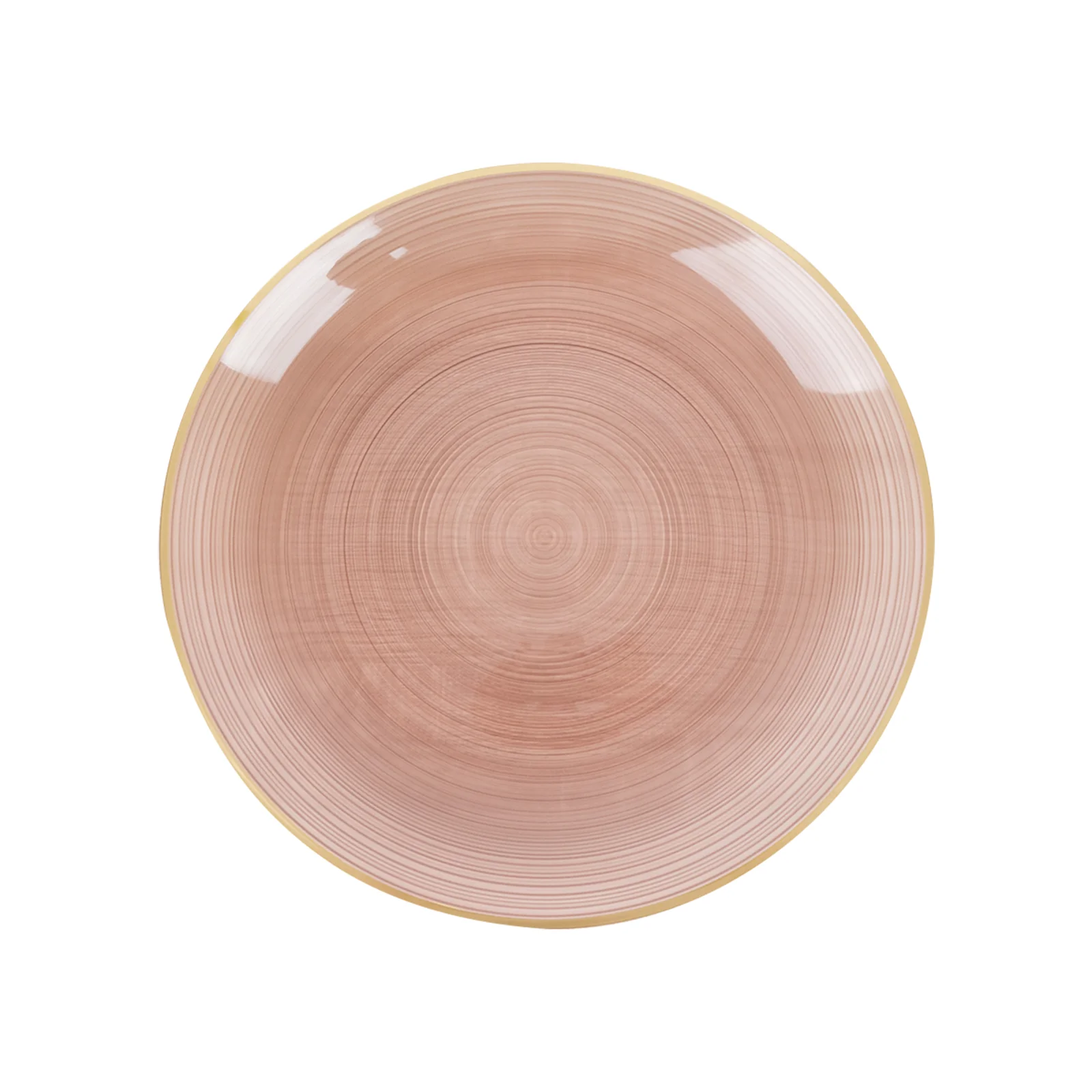 20 Pack Economy Plastic Charger Plates 13" – Transparent Dusty Rose Swirl Design with Gold Rim, Stylish Table Chargers - Image 2