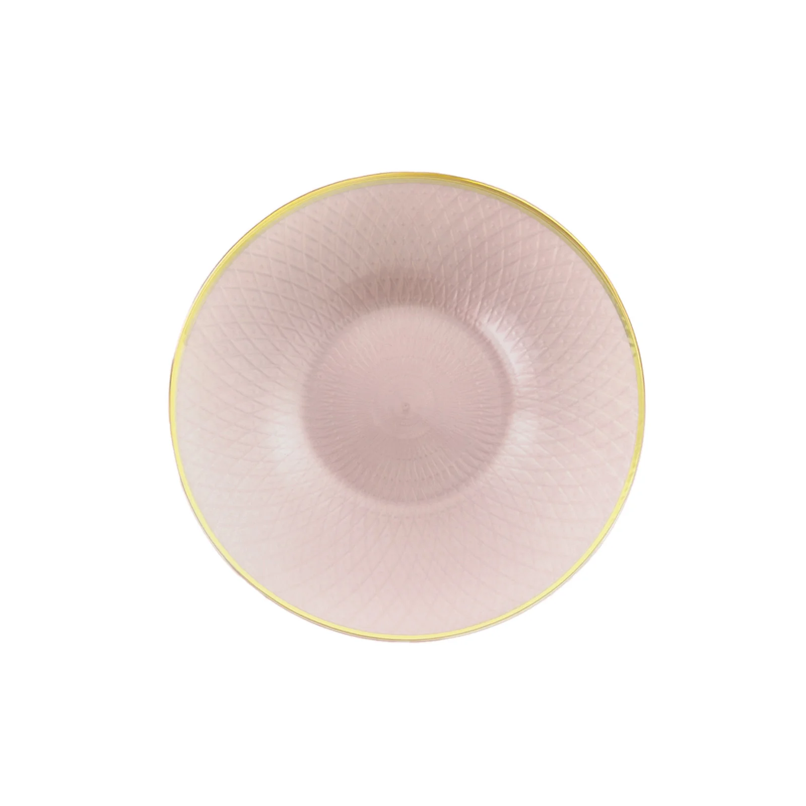 20-Pack Round Plastic Dessert Plates – Pearl Blush 7" Radial Diamond-Cut Pattern Gold Rim Salad Plates, Durable Disposable Tableware - Image 2