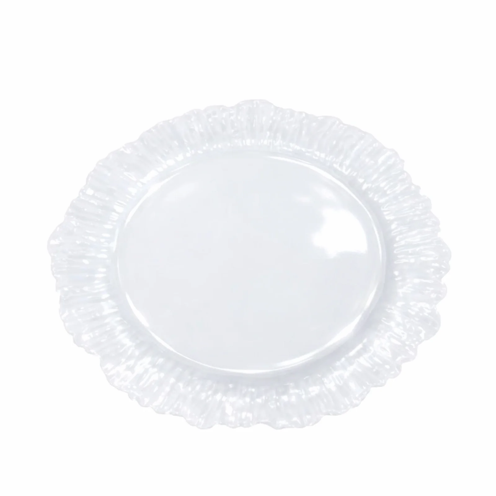 20 Pack Pearl White Reef Design Plastic Plates – 7" Dessert and Appetizer Party Plates, Elegant Disposable Tableware - Image 2