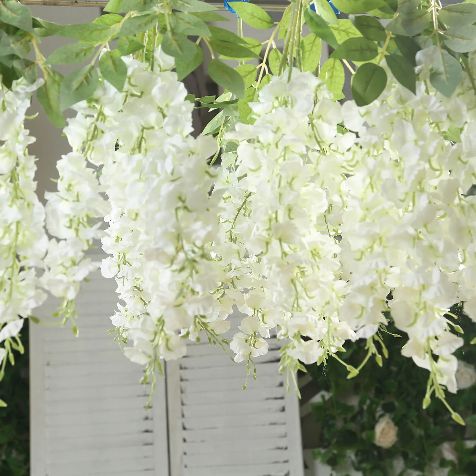 6 Pack Cream Artificial Wisteria Vines Hanging Plants, Long Silk Flowers Bushes - 4 Full Strands in 1 Bush - 21" - Image 9