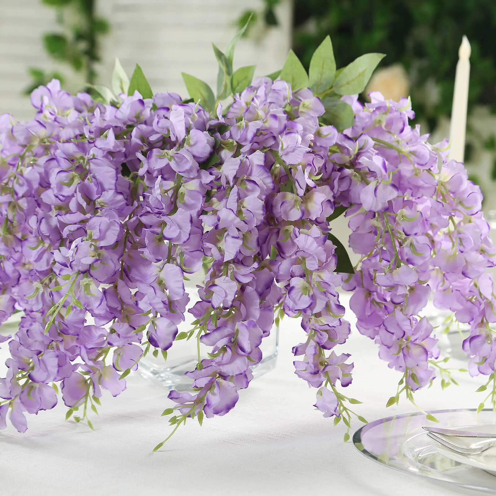 6 Pack Purple Artificial Wisteria Vines Hanging Plants, Long Silk Flowers Bushes - 4 Full Strands in 1 Bush - 21" - Image 8