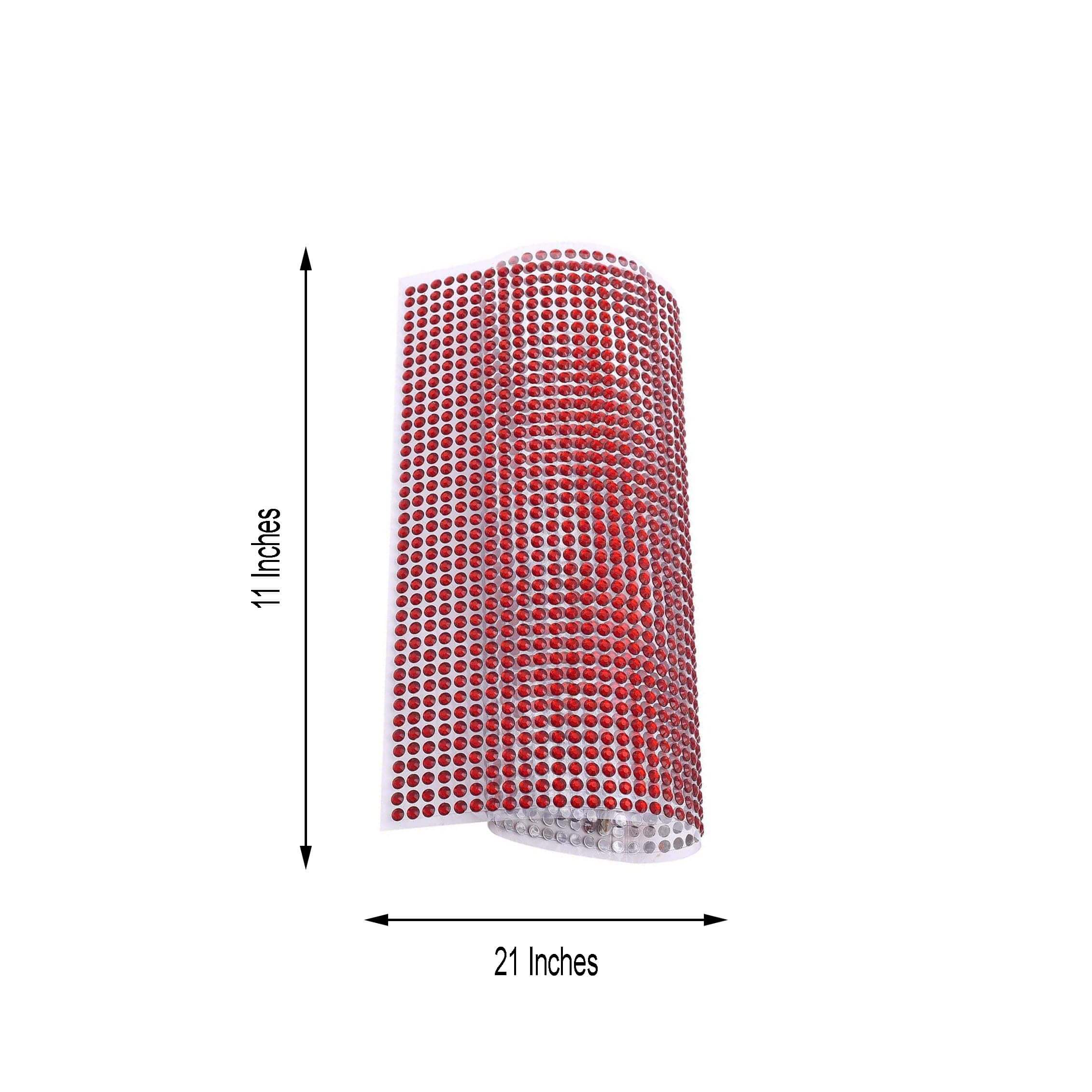 Red Self Adhesive Rhinestone Diamond Sticker Wrap Sheets, DIY Craft Gem Stickers 21"x11" - Image 3