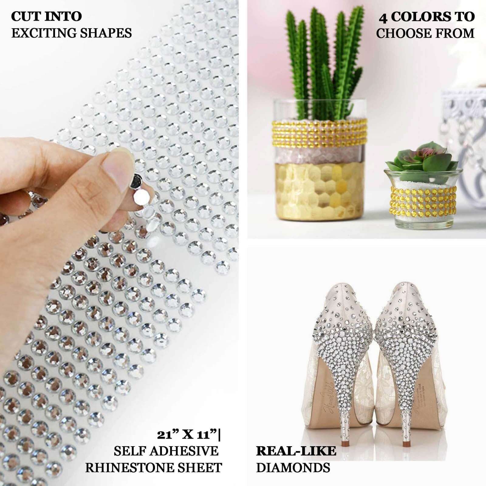 Red Self Adhesive Rhinestone Diamond Sticker Wrap Sheets, DIY Craft Gem Stickers 21"x11" - Image 4