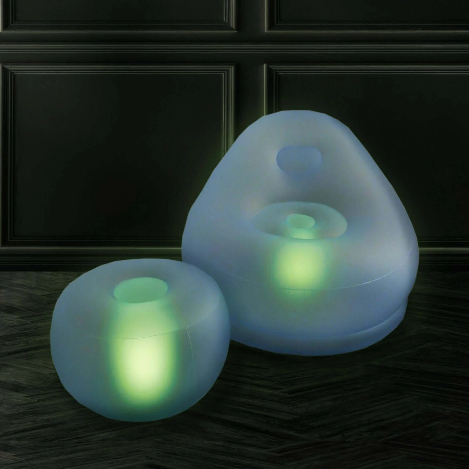 Color Changing LED Light Up Inflatable Pouf Ottoman, Waterproof Illuminated Remote Battery Operated Furniture 22" - Image 2