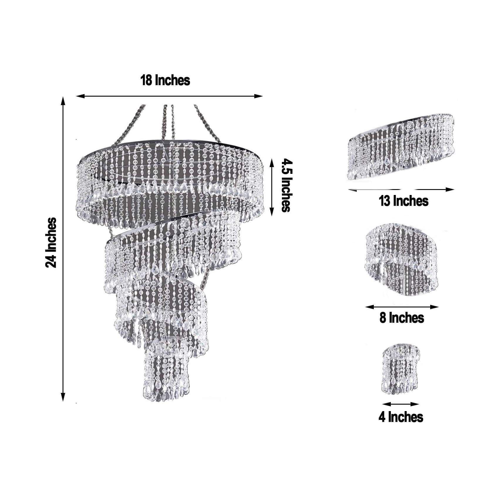 4-Tier Acrylic Diamond Crystal Chandelier Hanging Pendant Lighting Chandelier 24" - Image 3