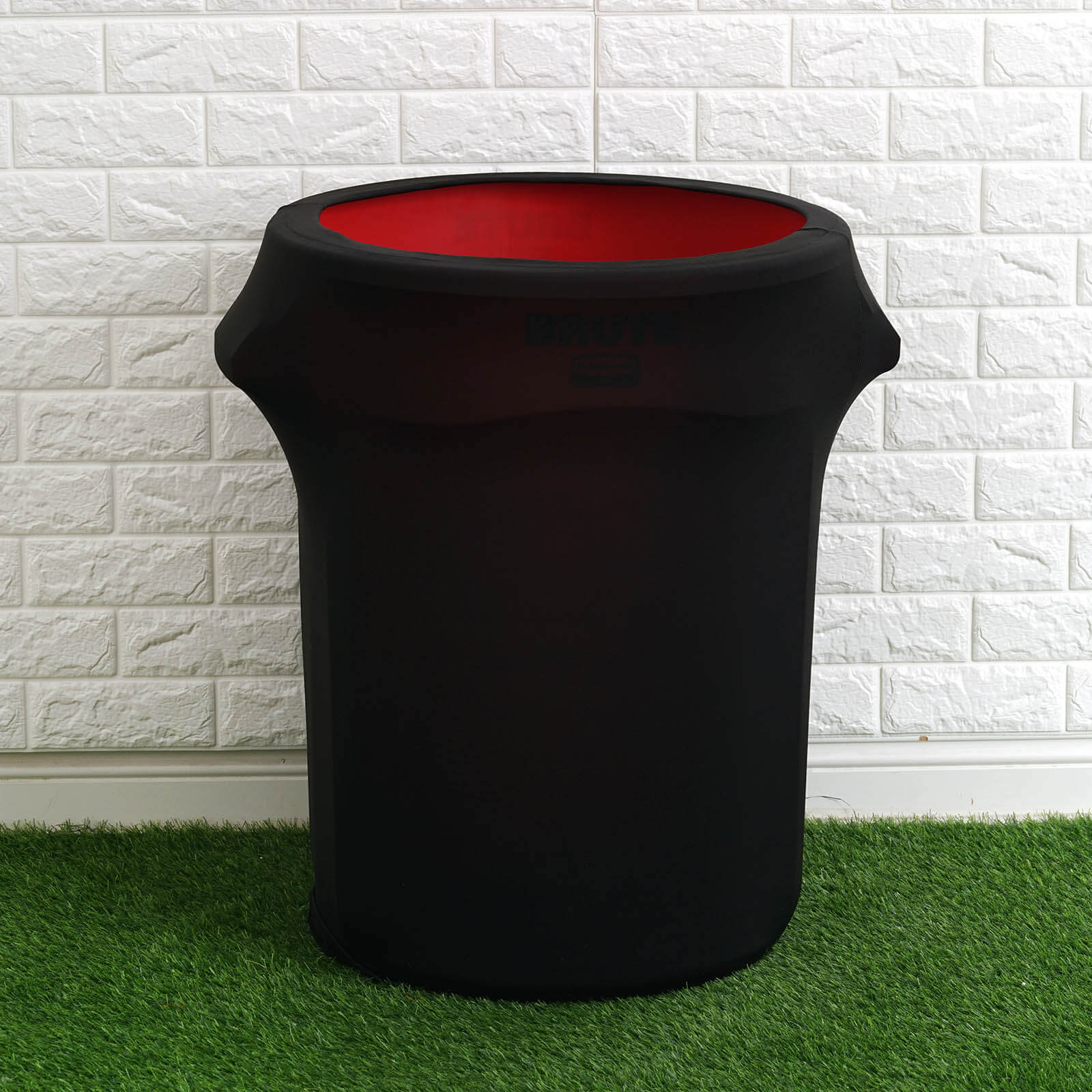 Black Stretch Spandex Round Trash Bin Container Cover 24-40 Gallons - Image 2