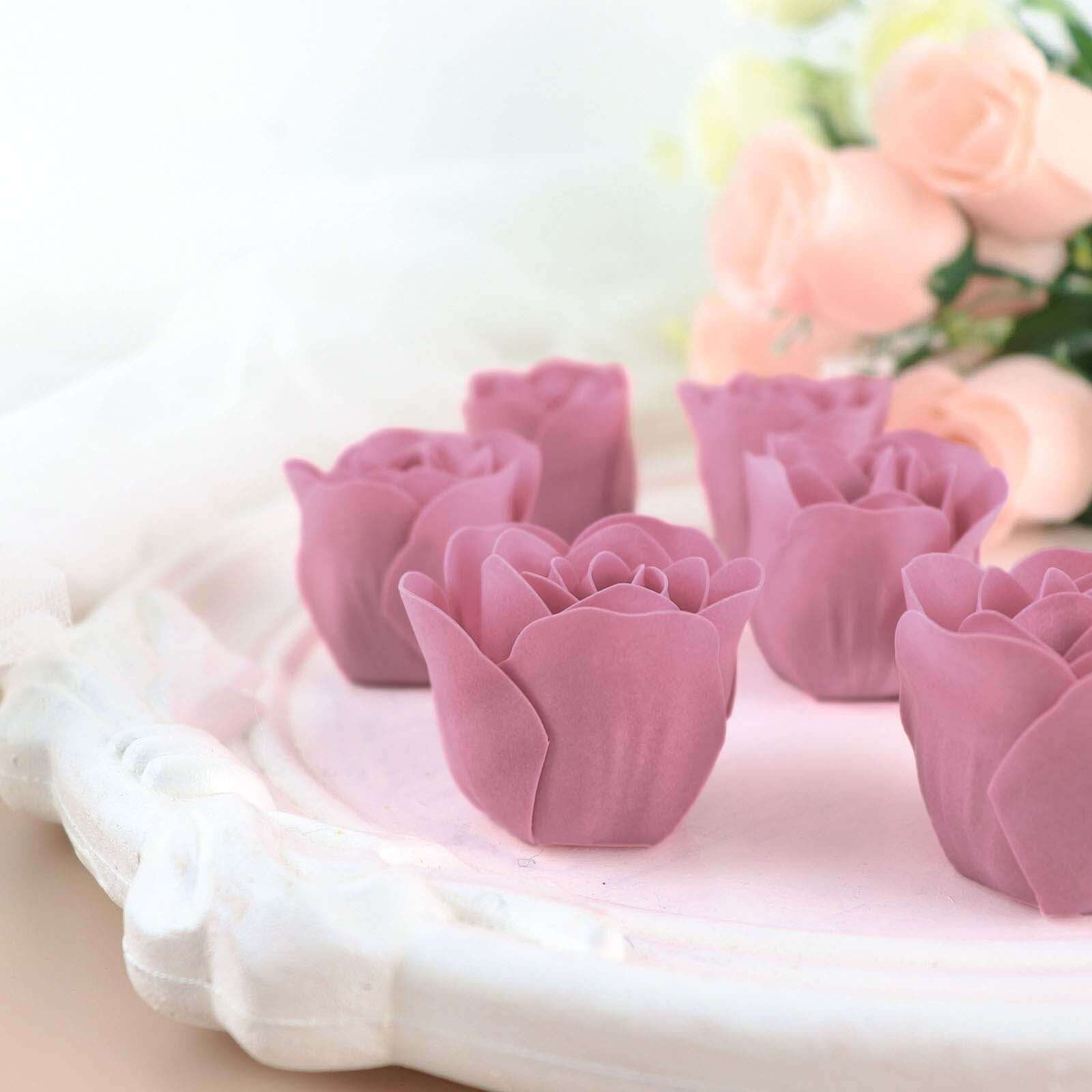 4 Pack 24 Pcs Dusty Rose Scented Rose Soap Heart Shaped Party Favors With Gift Boxes And Ribbon - Image 2