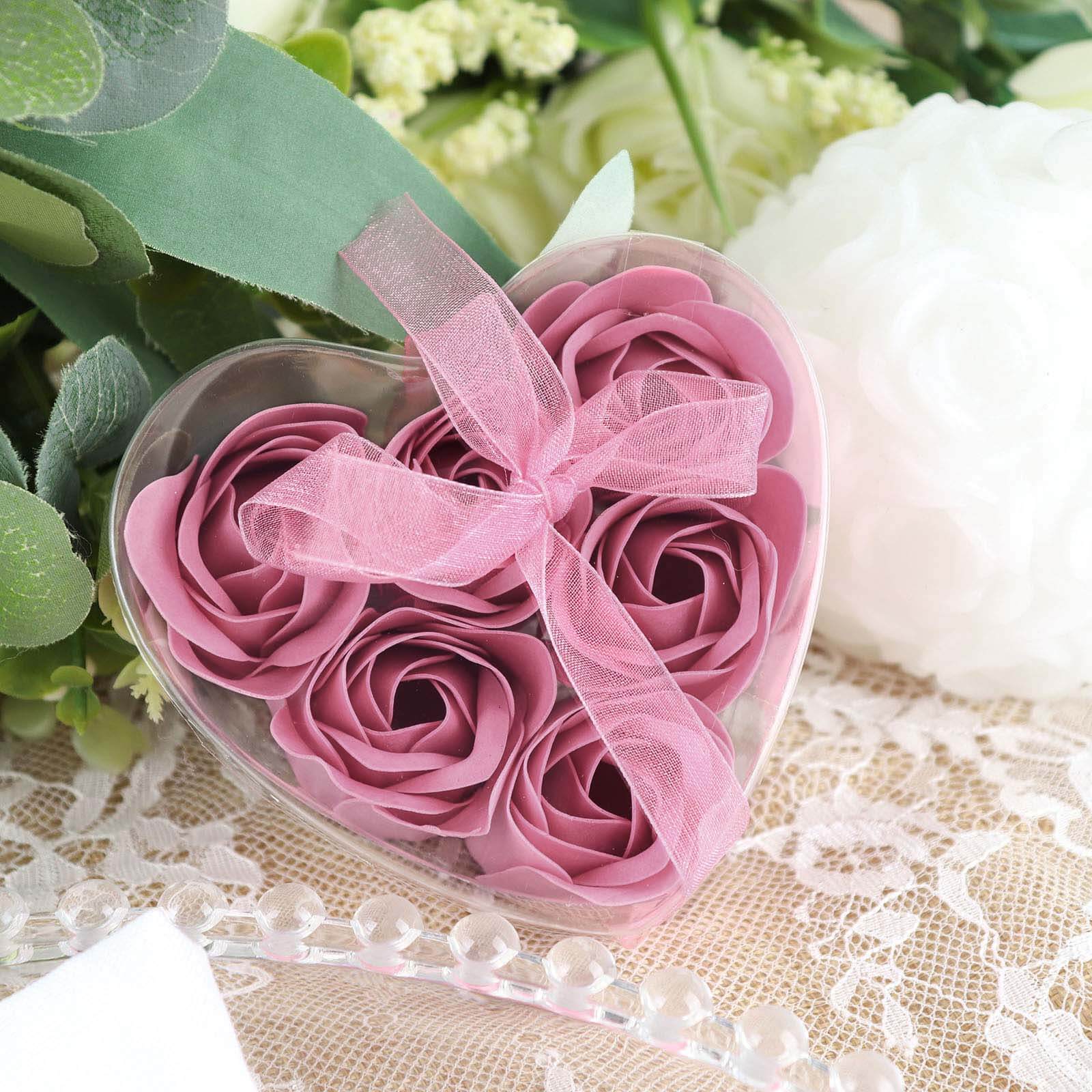 4 Pack 24 Pcs Dusty Rose Scented Rose Soap Heart Shaped Party Favors With Gift Boxes And Ribbon - Image 6