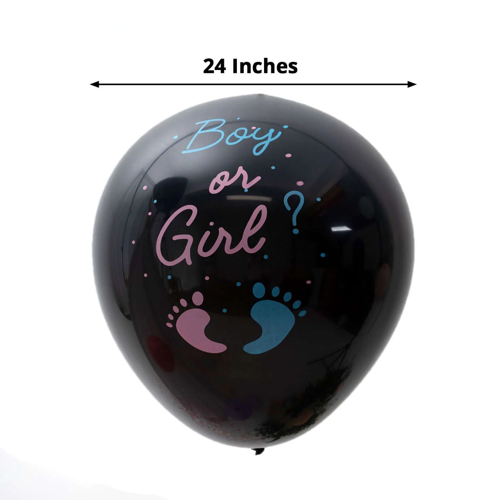 Gender Reveal Pink Confetti Filled Boy Or Girl Print Latex Balloon 24" - Image 3
