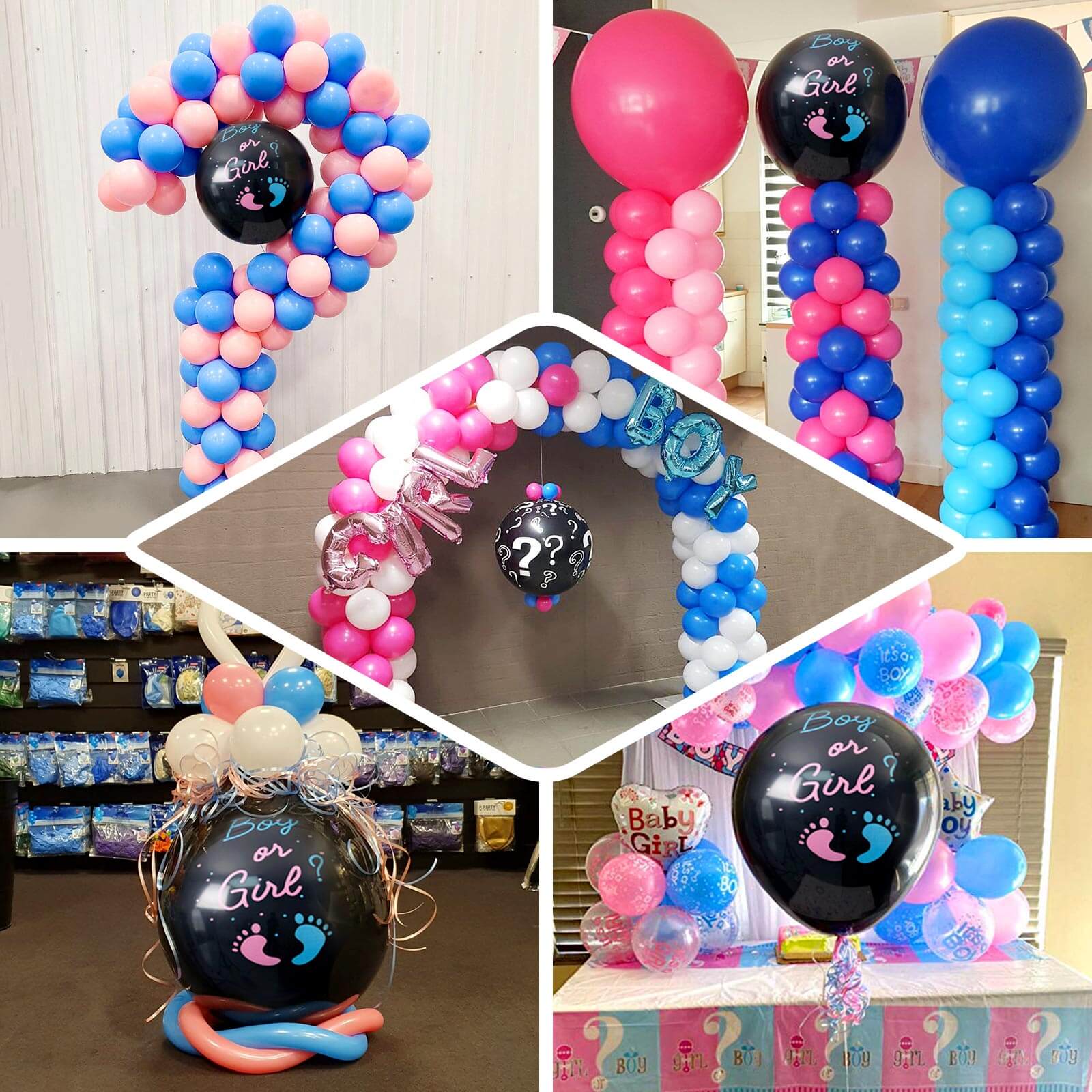 Gender Reveal Pink Confetti Filled Boy Or Girl Print Latex Balloon 24" - Image 5