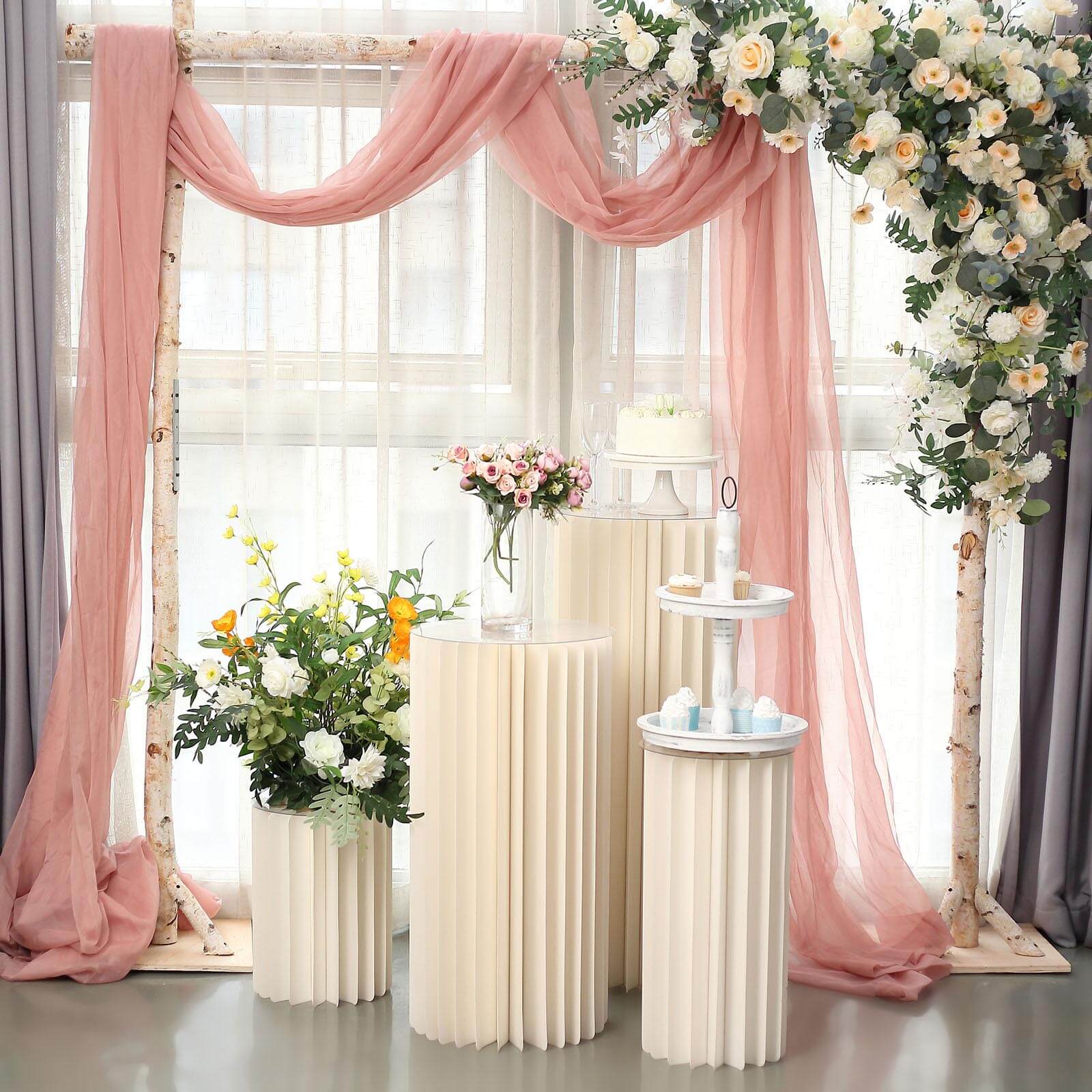 Ivory Cylinder Pillar Pedestal Stand, Display Column Stand With Top Plate 24" - Image 2