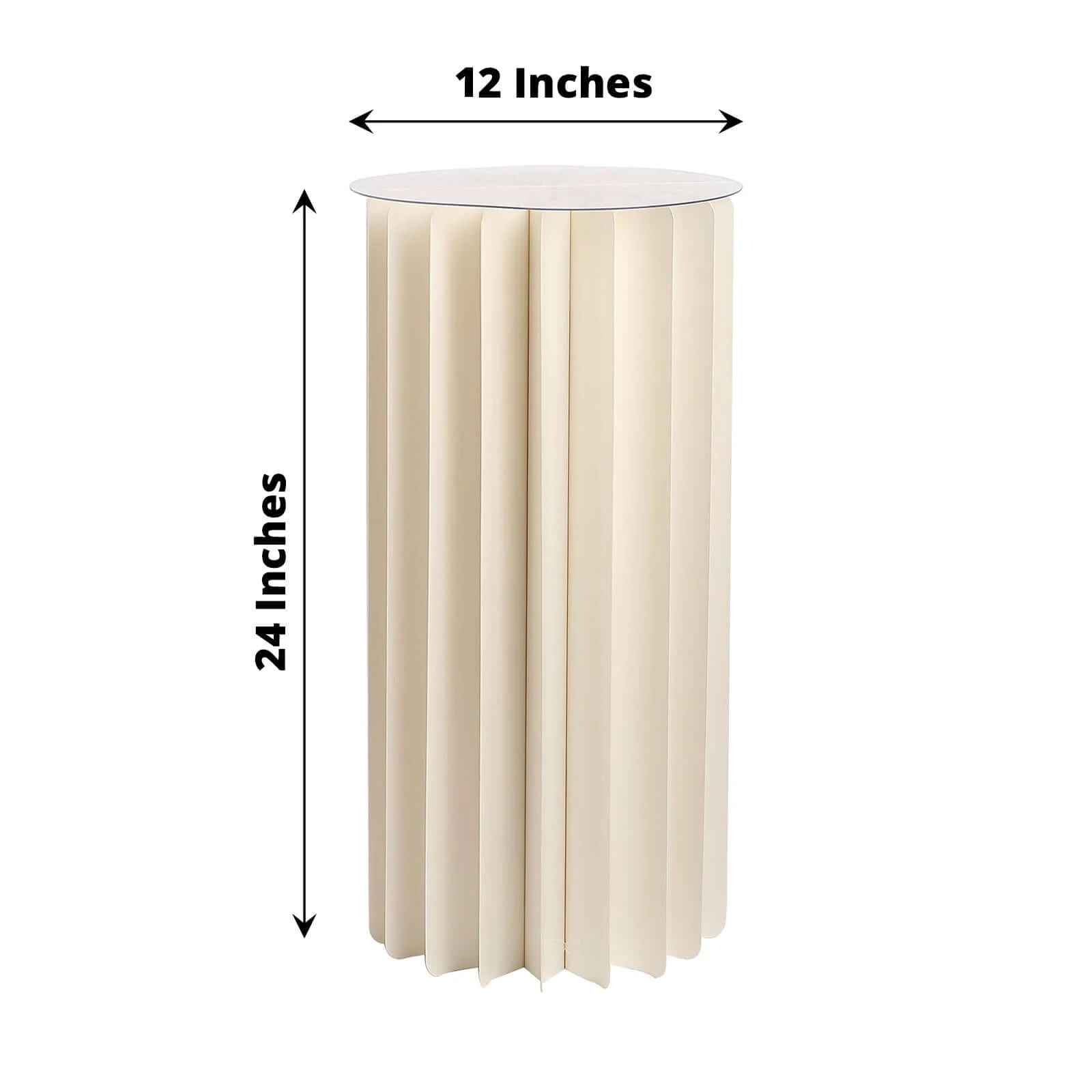 Ivory Cylinder Pillar Pedestal Stand, Display Column Stand With Top Plate 24" - Image 3