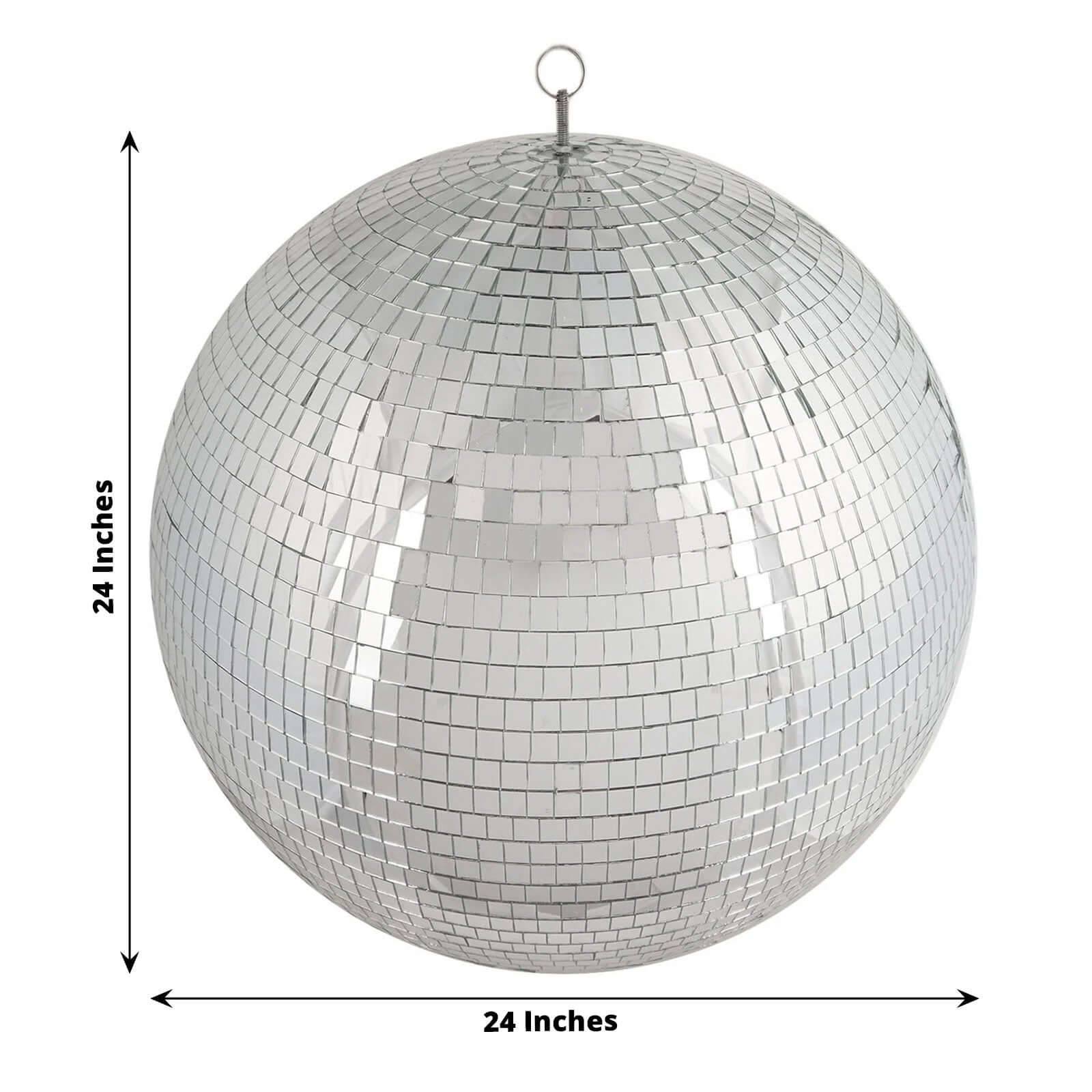 Large Silver Foam Disco Mirror Ball With Hanging Swivel Ring, Holiday Party Decor 24" - Image 3