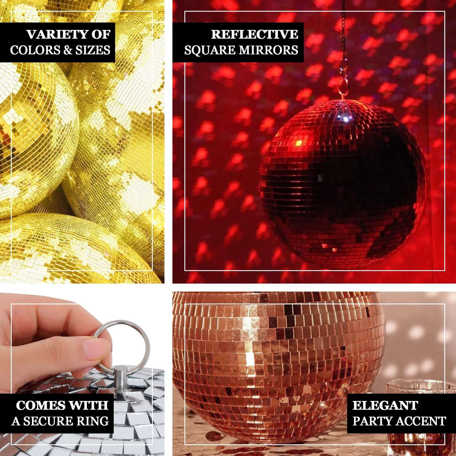 Large Silver Foam Disco Mirror Ball With Hanging Swivel Ring, Holiday Party Decor 24" - Image 4