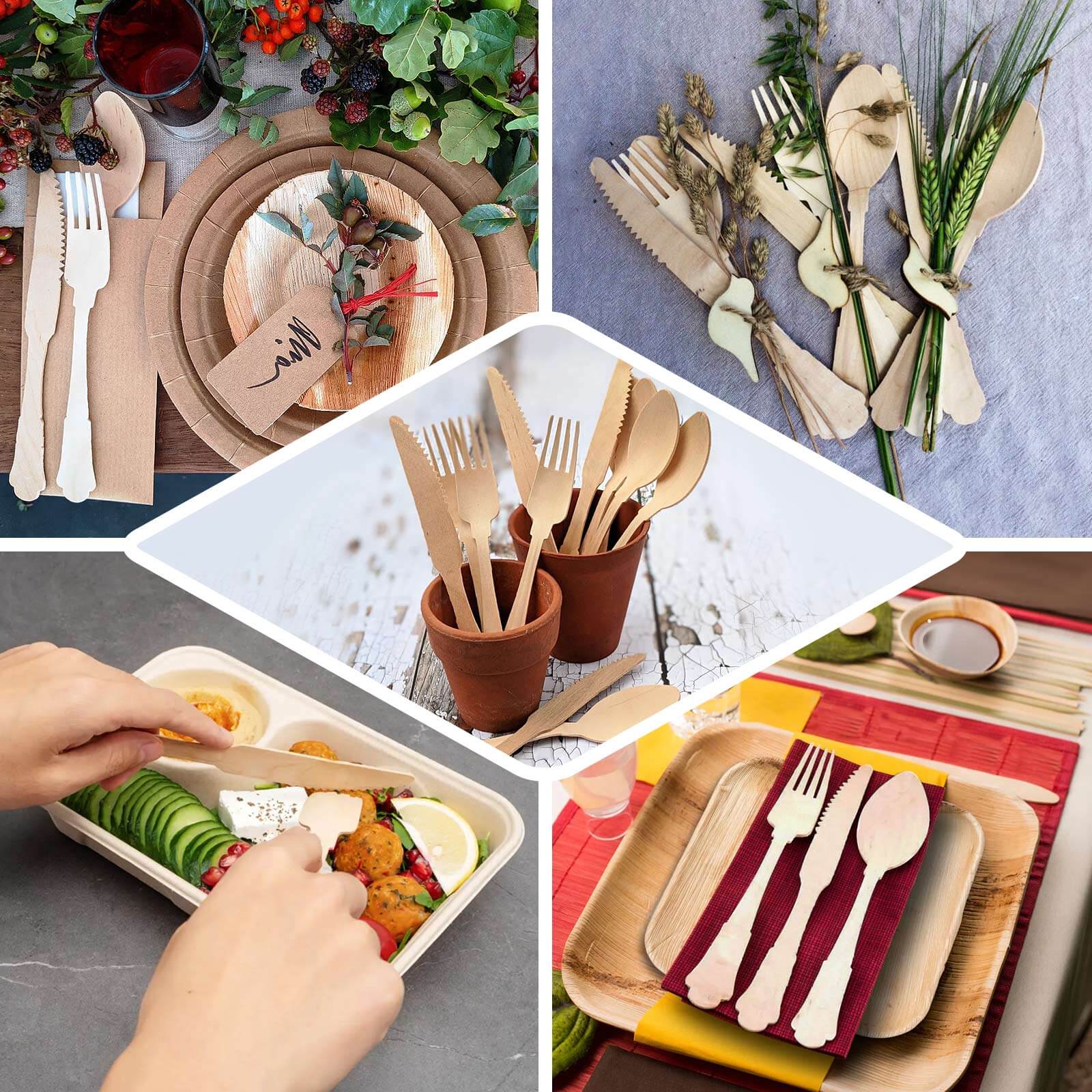 24-Pack Birchwood Forks 7.5" Natural Vintage Baroque Design - Eco-Friendly Disposable Wooden Cutlery for BBQs, Picnics & Rustic-Themed Events - Image 5