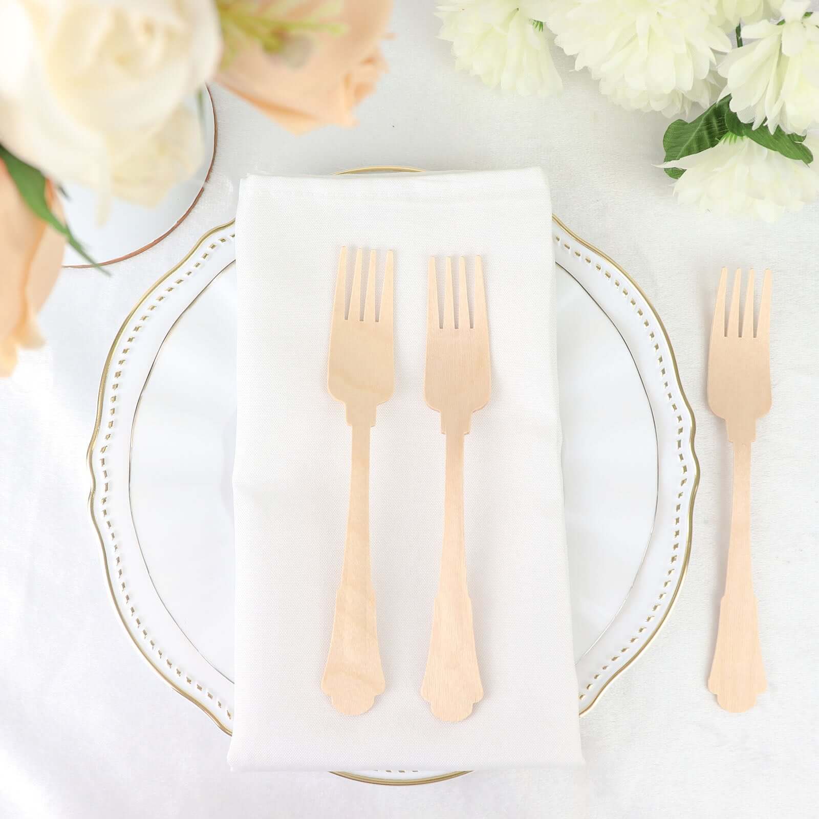 24-Pack Birchwood Forks 7.5" Natural Vintage Baroque Design - Eco-Friendly Disposable Wooden Cutlery for BBQs, Picnics & Rustic-Themed Events - Image 6
