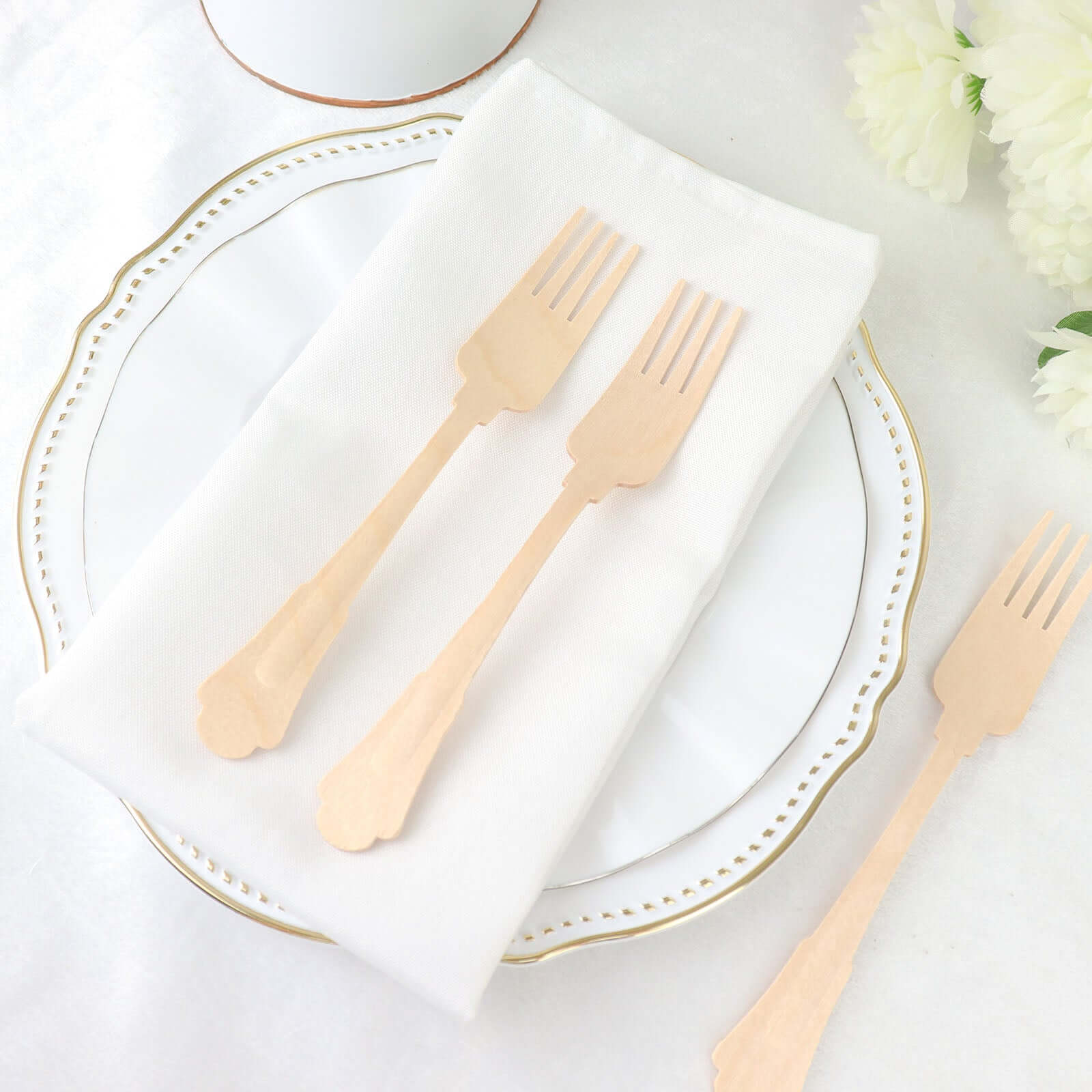 24-Pack Birchwood Forks 7.5" Natural Vintage Baroque Design - Eco-Friendly Disposable Wooden Cutlery for BBQs, Picnics & Rustic-Themed Events - Image 8