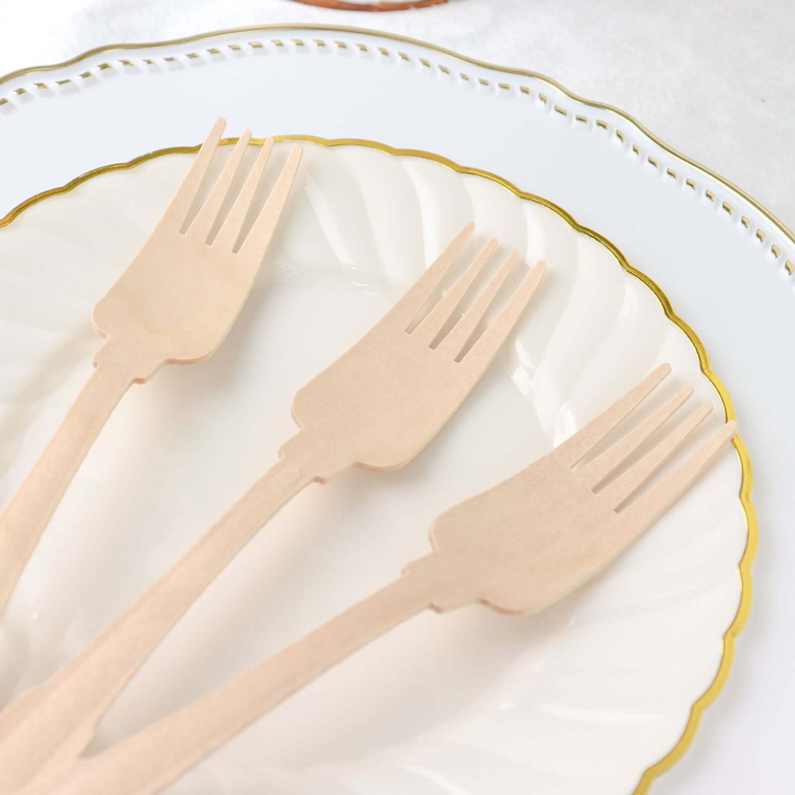 24-Pack Birchwood Forks 7.5" Natural Vintage Baroque Design - Eco-Friendly Disposable Wooden Cutlery for BBQs, Picnics & Rustic-Themed Events - Image 9
