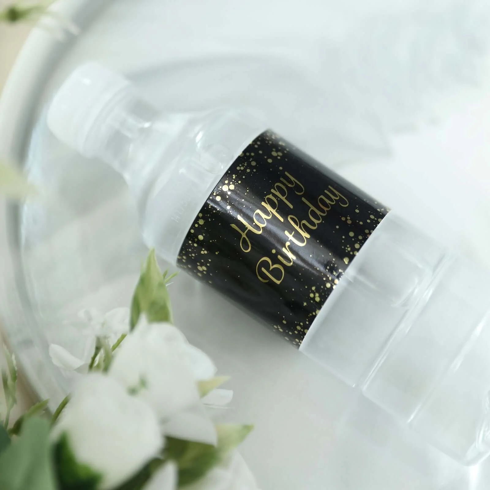 24 Pack Black/Gold Water Bottle Labels with Happy Birthday Print, Waterproof Bottle Stickers - Image 9