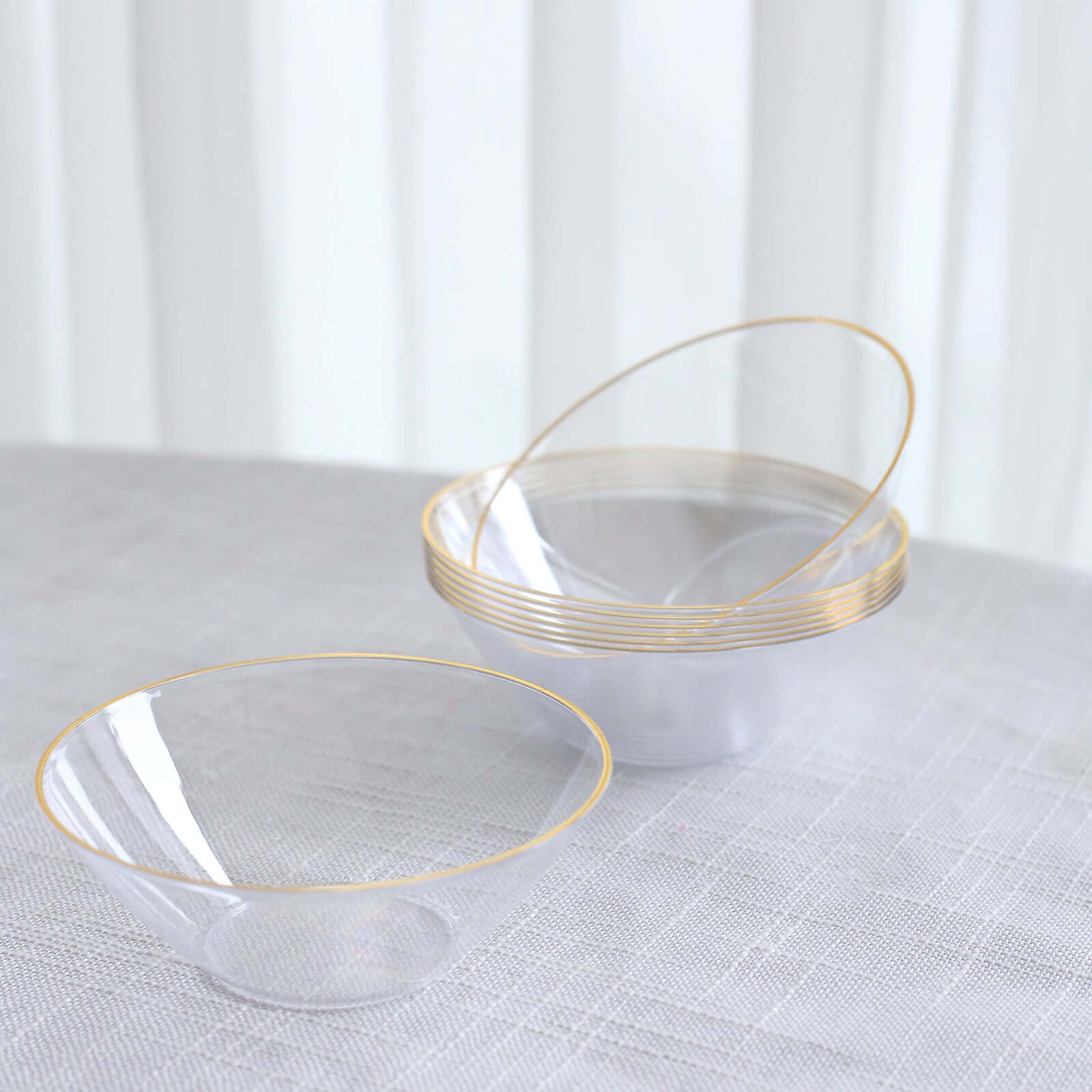 24-Pack Clear Heavy Duty Plastic Dessert Bowls 7oz, Premium Disposable Ice Cream Party Bowls with Gold Rim - Durable and Stylish Design - Image 2