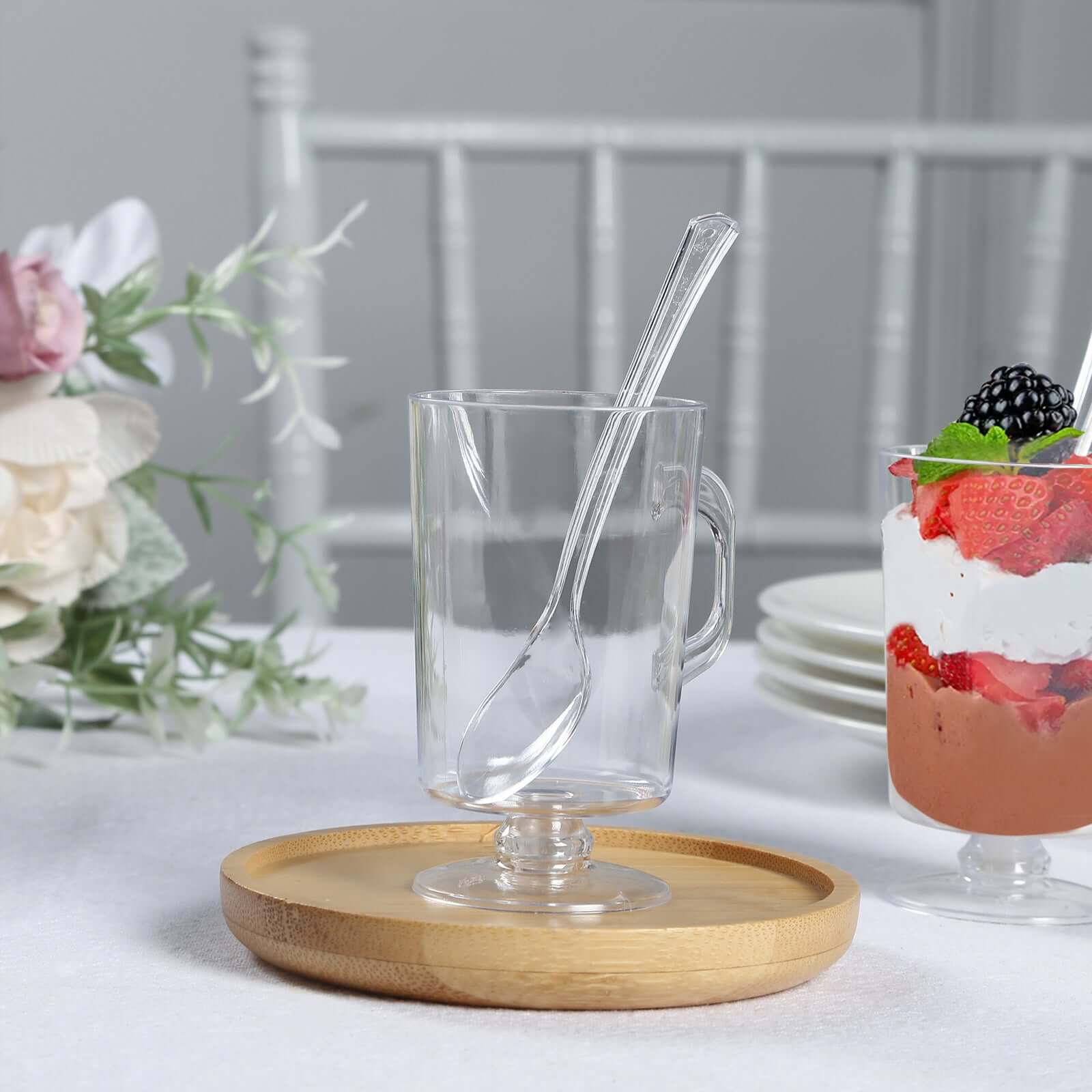 24-Pack Clear Plastic Mini Coffee Tea Espresso Cups 2oz, Tasting Spoon Set Included - Disposable Dessert Parfait Cups - Image 6
