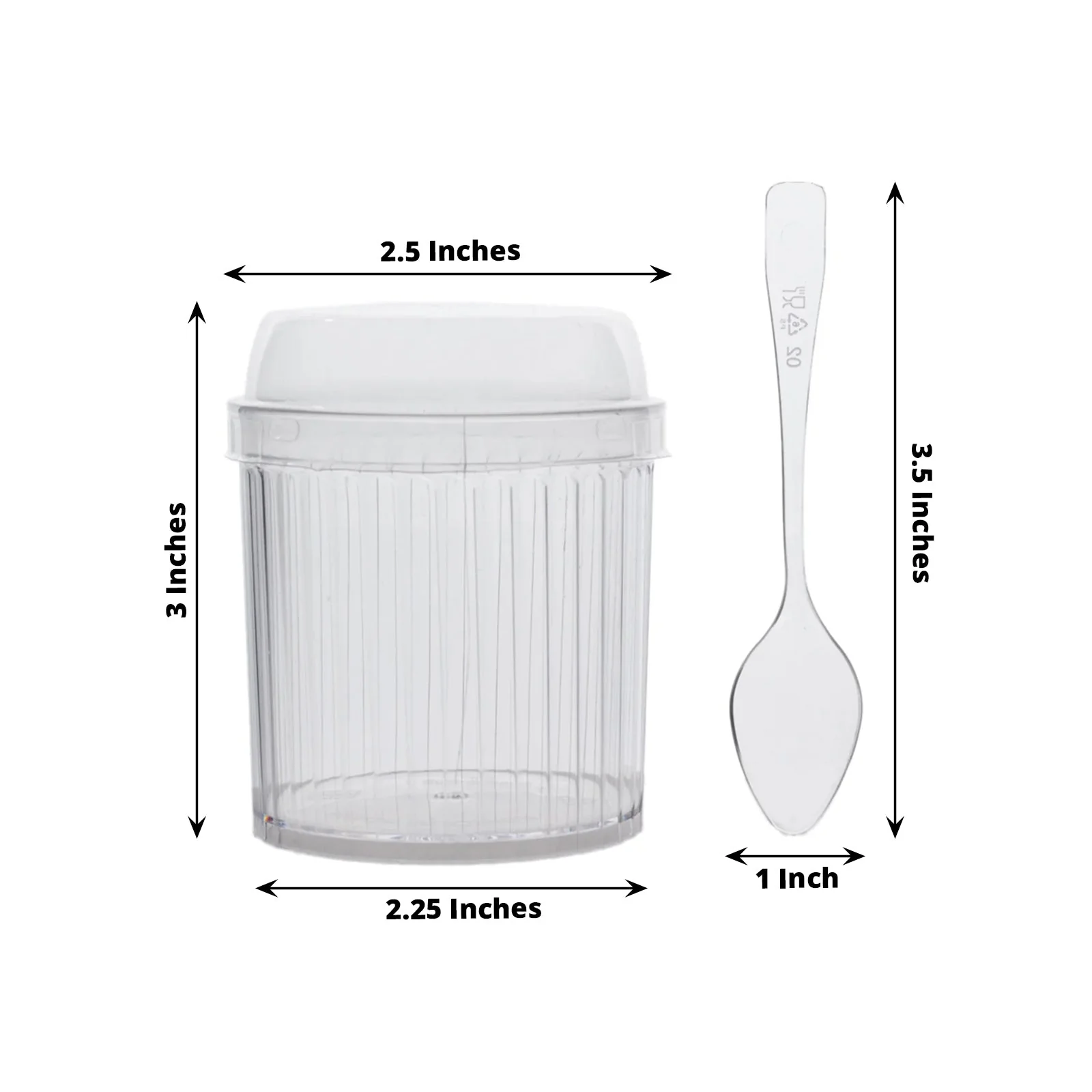 24-Pack Clear Ribbed Plastic Fruit Dessert Cups 5oz, Lids and Spoons Included - Mini Disposable Parfait Ice Cream Cups - Image 2