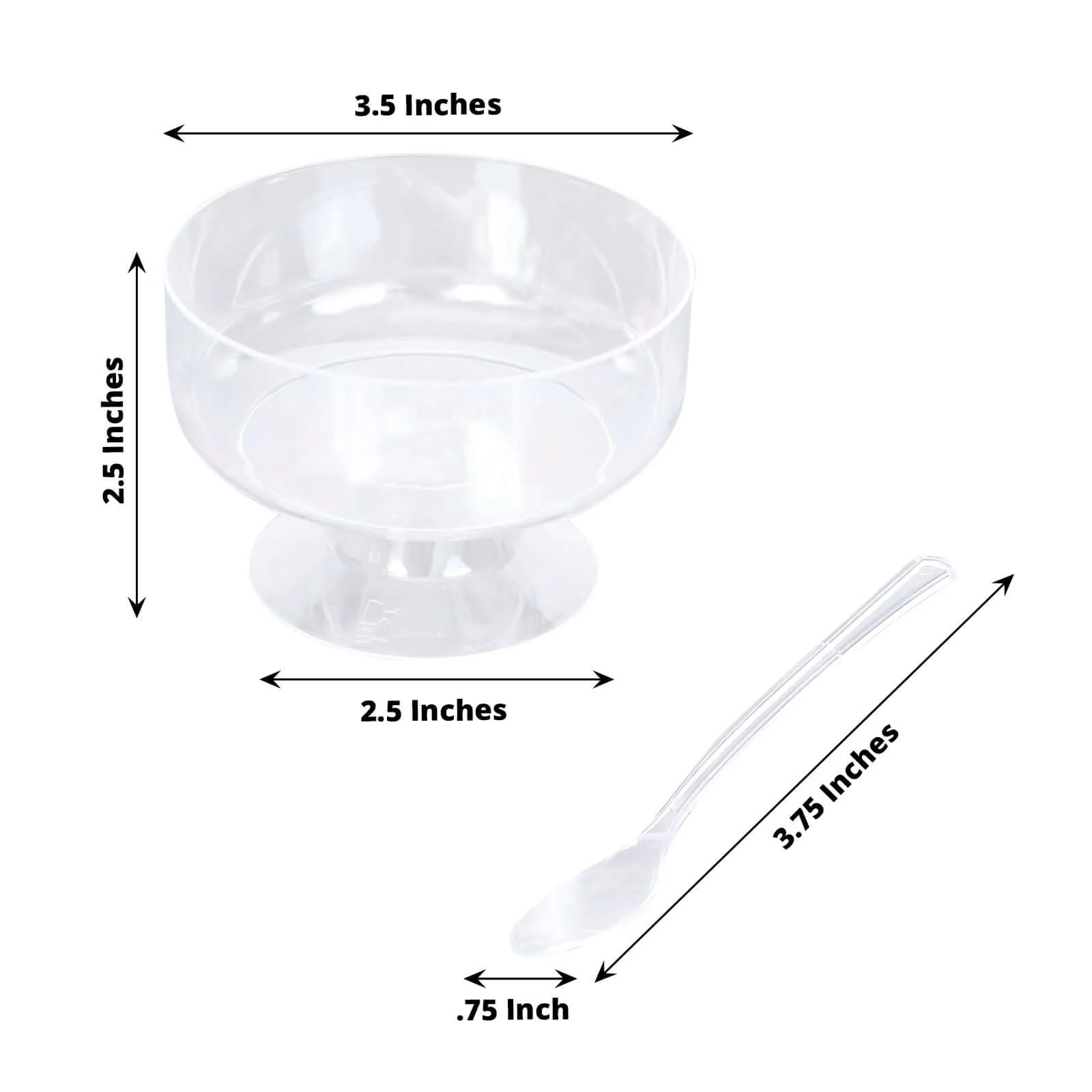 24-Pack Crystal Clear Footed Plastic Dessert Cups 6oz, Tasting Spoon Set Included - Disposable Appetizer Parfait Cups - Image 3