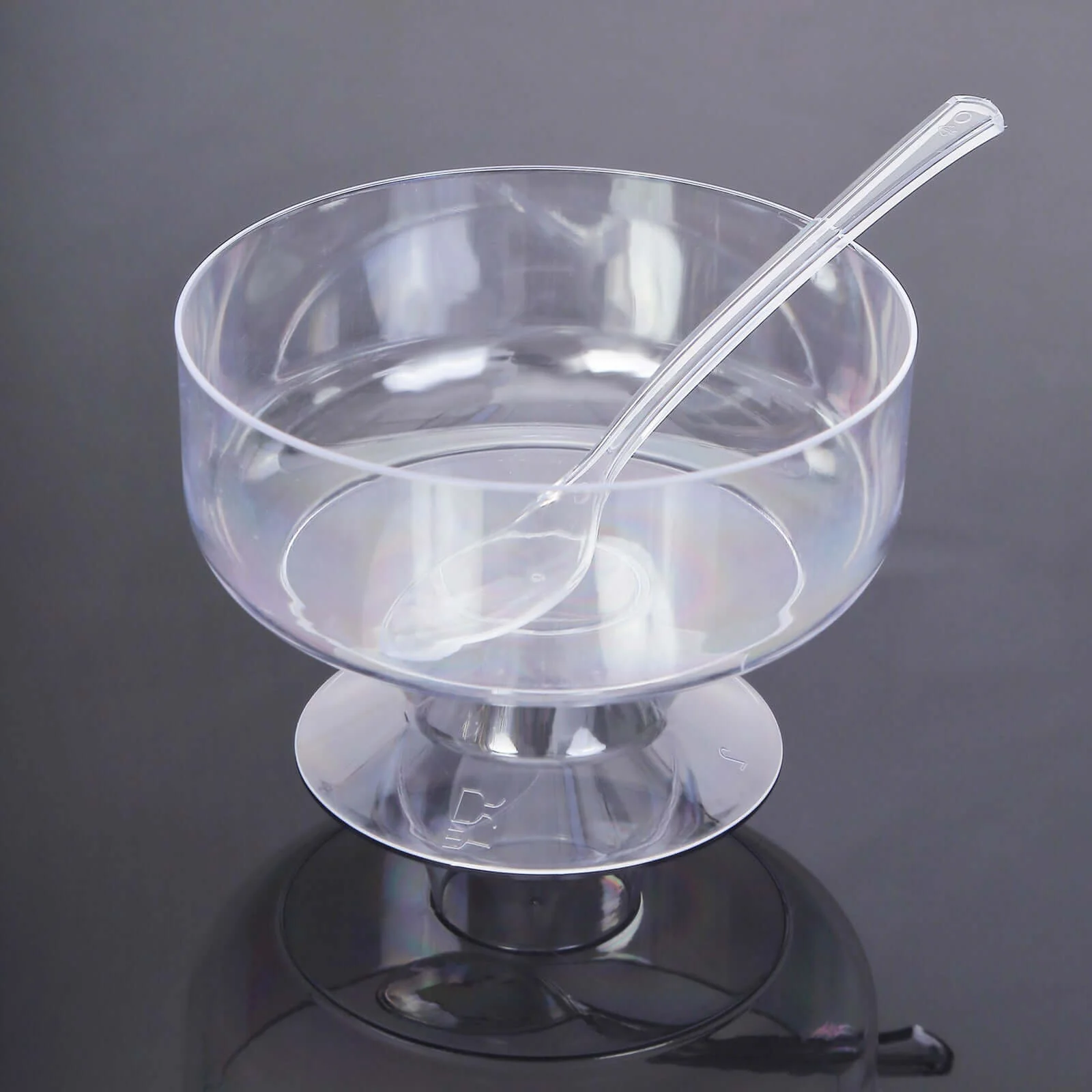 24-Pack Crystal Clear Footed Plastic Dessert Cups 6oz, Tasting Spoon Set Included - Disposable Appetizer Parfait Cups - Image 7