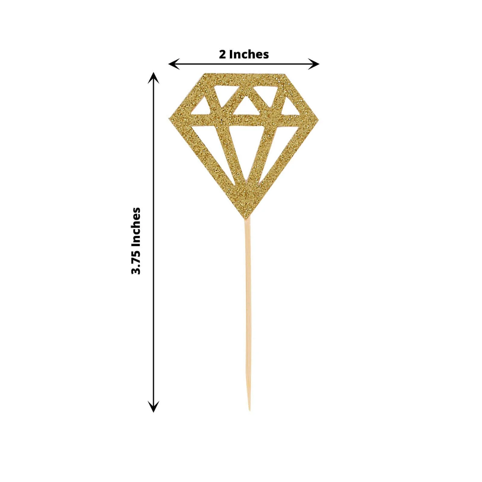 24-Pack Cupcake Toppers Glitter Gold Diamond Ring Design - Party Cake Picks Engagement Decoration Supplies - Image 3