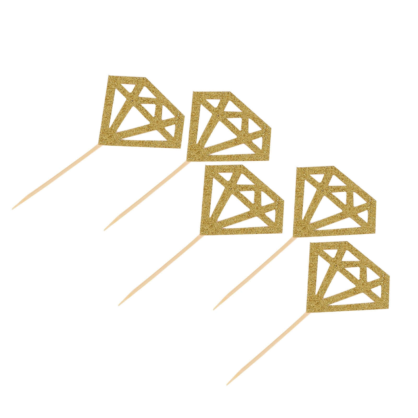 24-Pack Cupcake Toppers Glitter Gold Diamond Ring Design - Party Cake Picks Engagement Decoration Supplies - Image 6