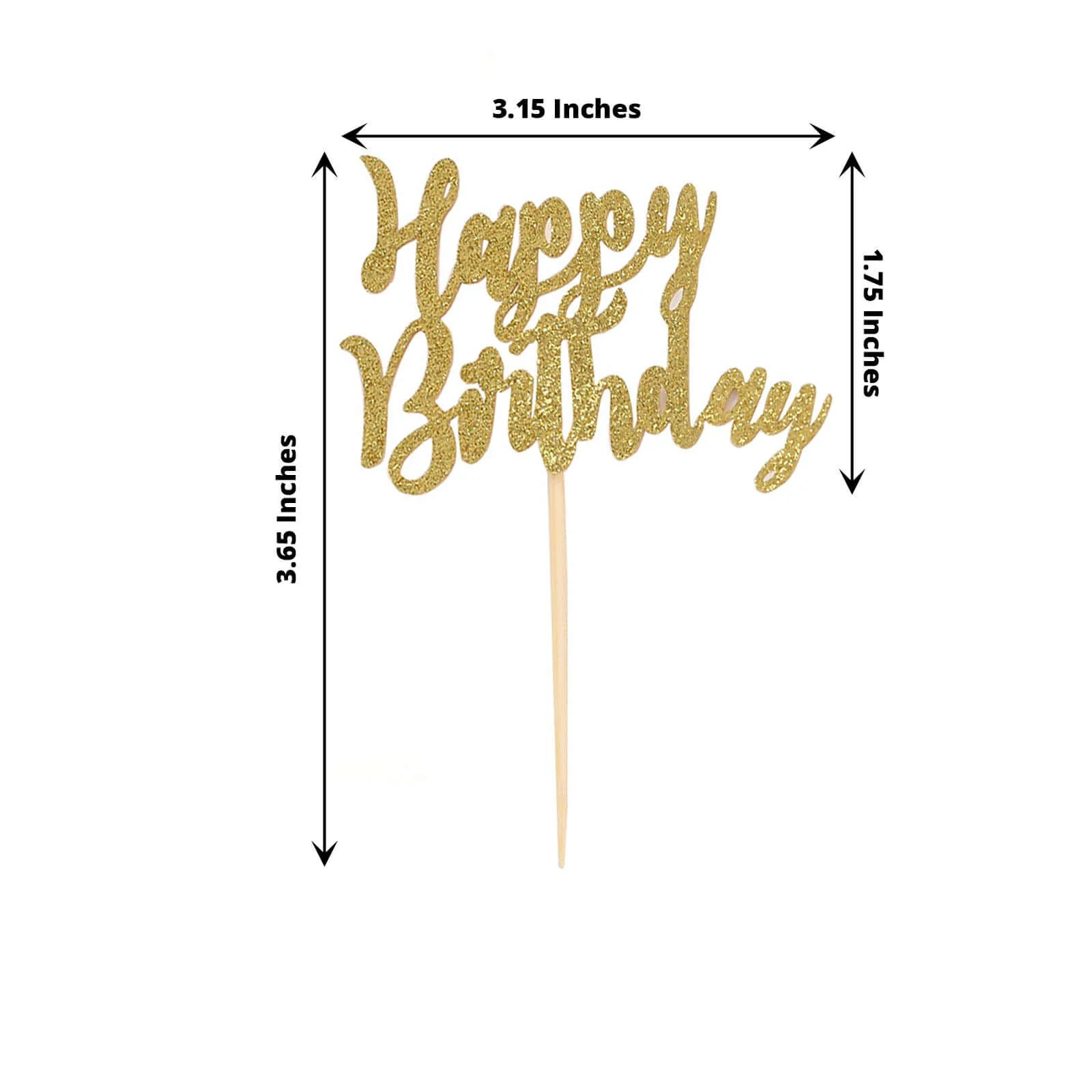 24-Pack Cupcake Toppers Glitter Gold Happy Birthday Design - Party Cake Picks Decoration Supplies - Image 3