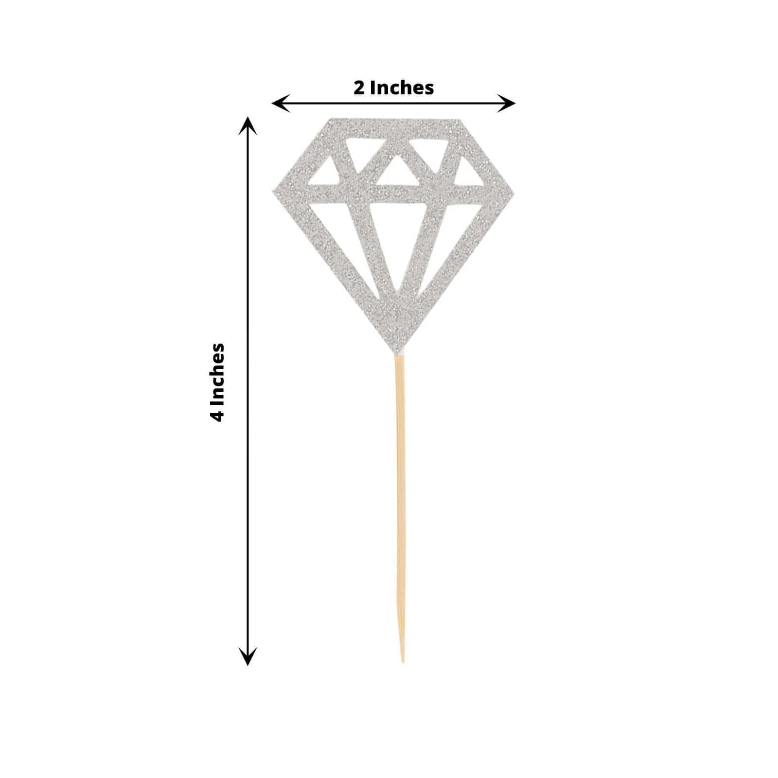24-Pack Cupcake Toppers Silver Diamond Ring Design - Party Cake Picks Engagement Decoration Supplies - Image 3