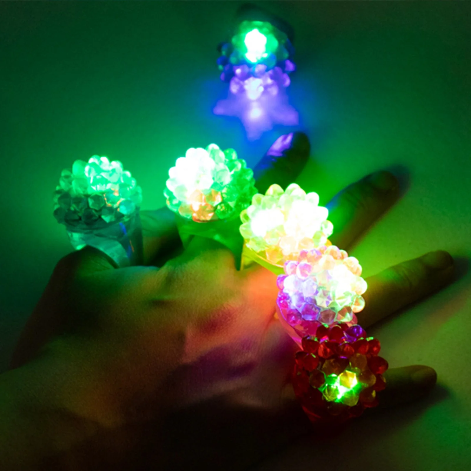 24 Pack Flashing LED Light-Up Jelly Rings, Colorful Rubber Finger Toys with 3 Flashing Modes for Parties, Raves, Concerts, and Event Favors