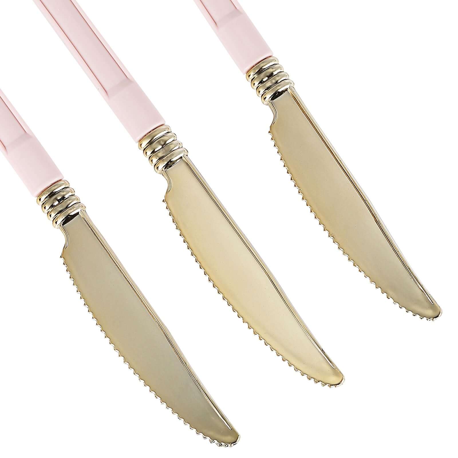 24 Pack Gold Heavy Duty Plastic Knives with Blush Handle, Disposable Silverware 7.5" - Image 13
