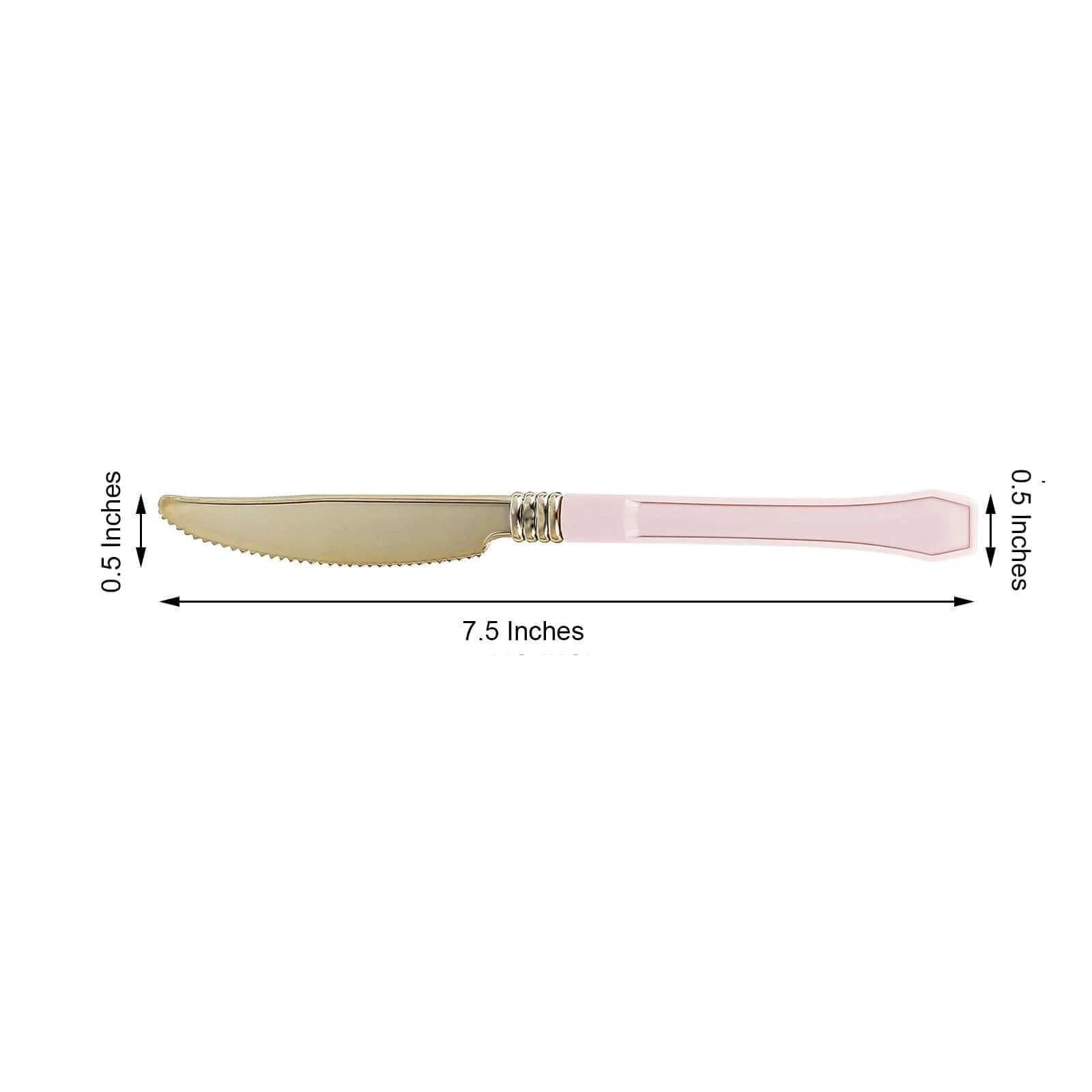 24 Pack Gold Heavy Duty Plastic Knives with Blush Handle, Disposable Silverware 7.5" - Image 3