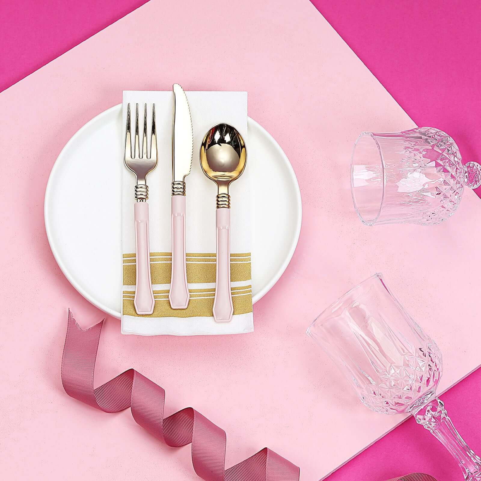 24 Pack Gold Heavy Duty Plastic Knives with Blush Handle, Disposable Silverware 7.5" - Image 8