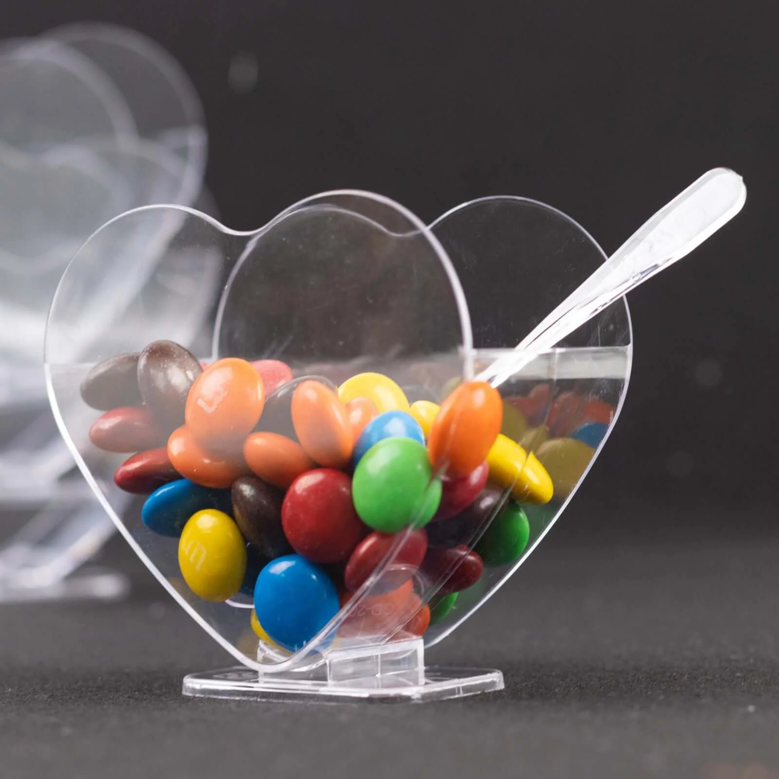 24-Pack Mini Clear Plastic Heart-Shaped Dessert Parfait Cups 2oz, Spoons Included - Disposable or Reusable Pudding Snack Bowls - Image 2