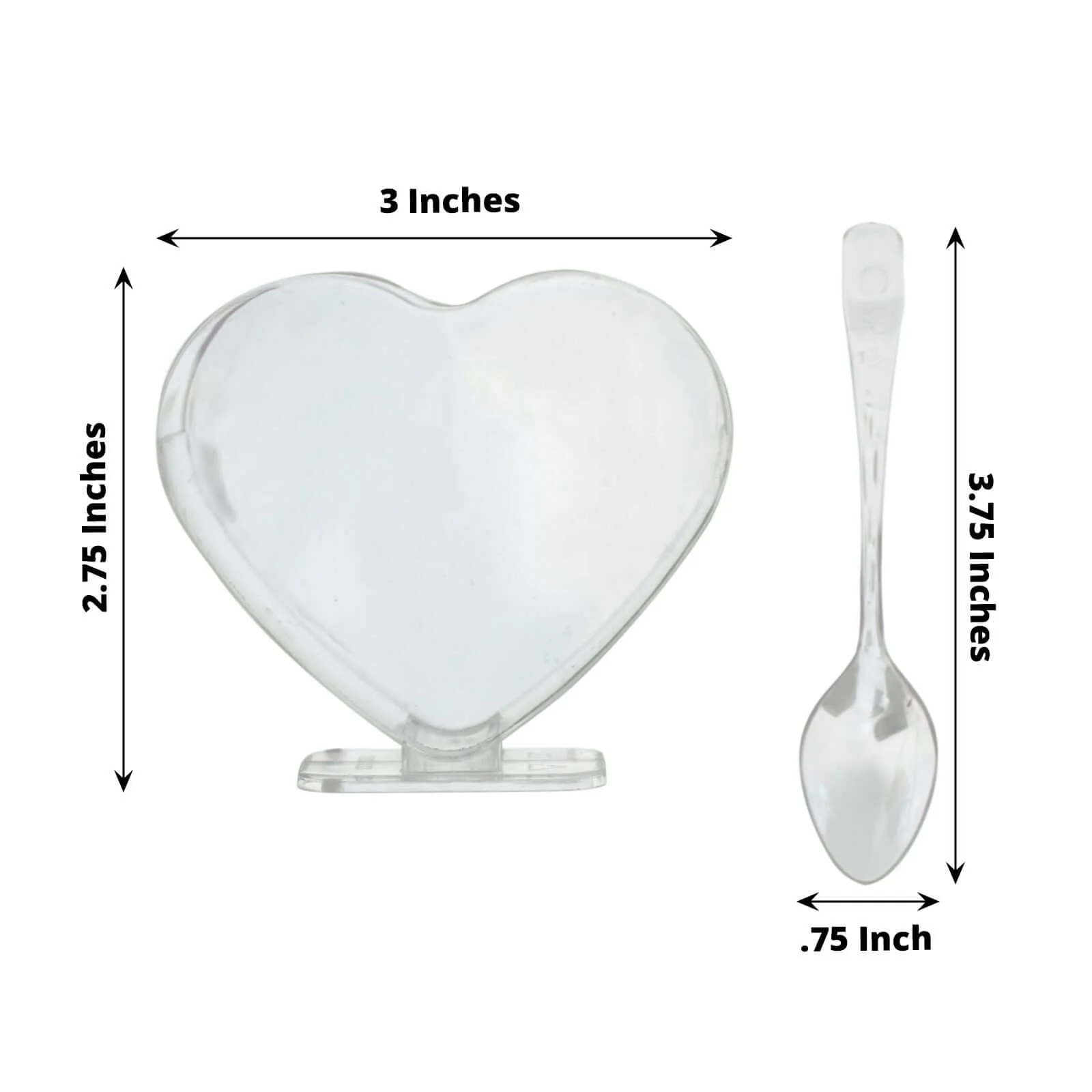 24-Pack Mini Clear Plastic Heart-Shaped Dessert Parfait Cups 2oz, Spoons Included - Disposable or Reusable Pudding Snack Bowls - Image 3