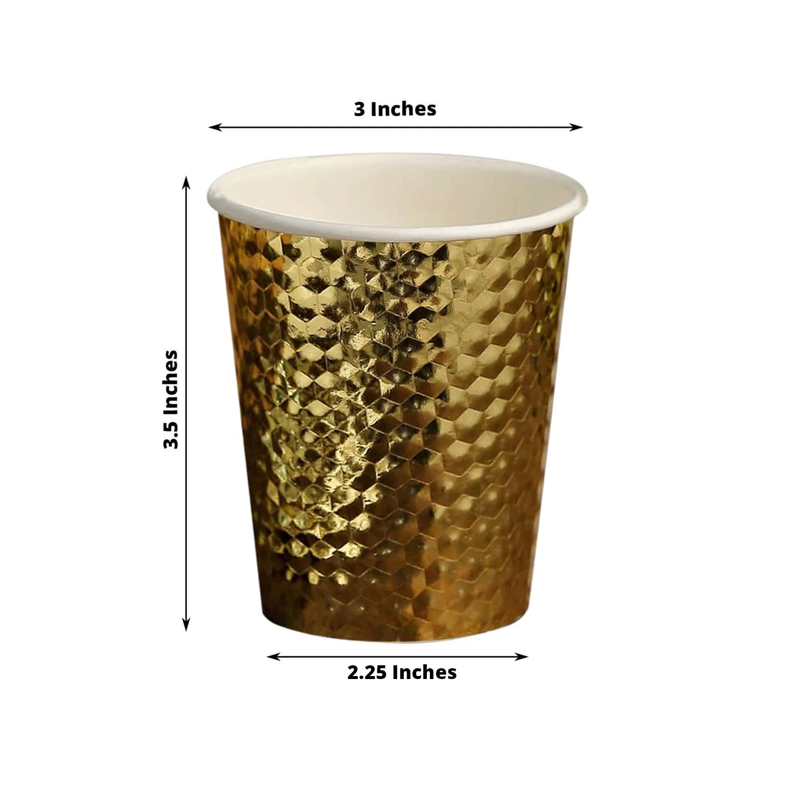 24-Pack Paper Cups 10oz Gold Foil with Honeycomb Design - Chic Disposable Party Cups for Events & All Purpose Use - Image 3