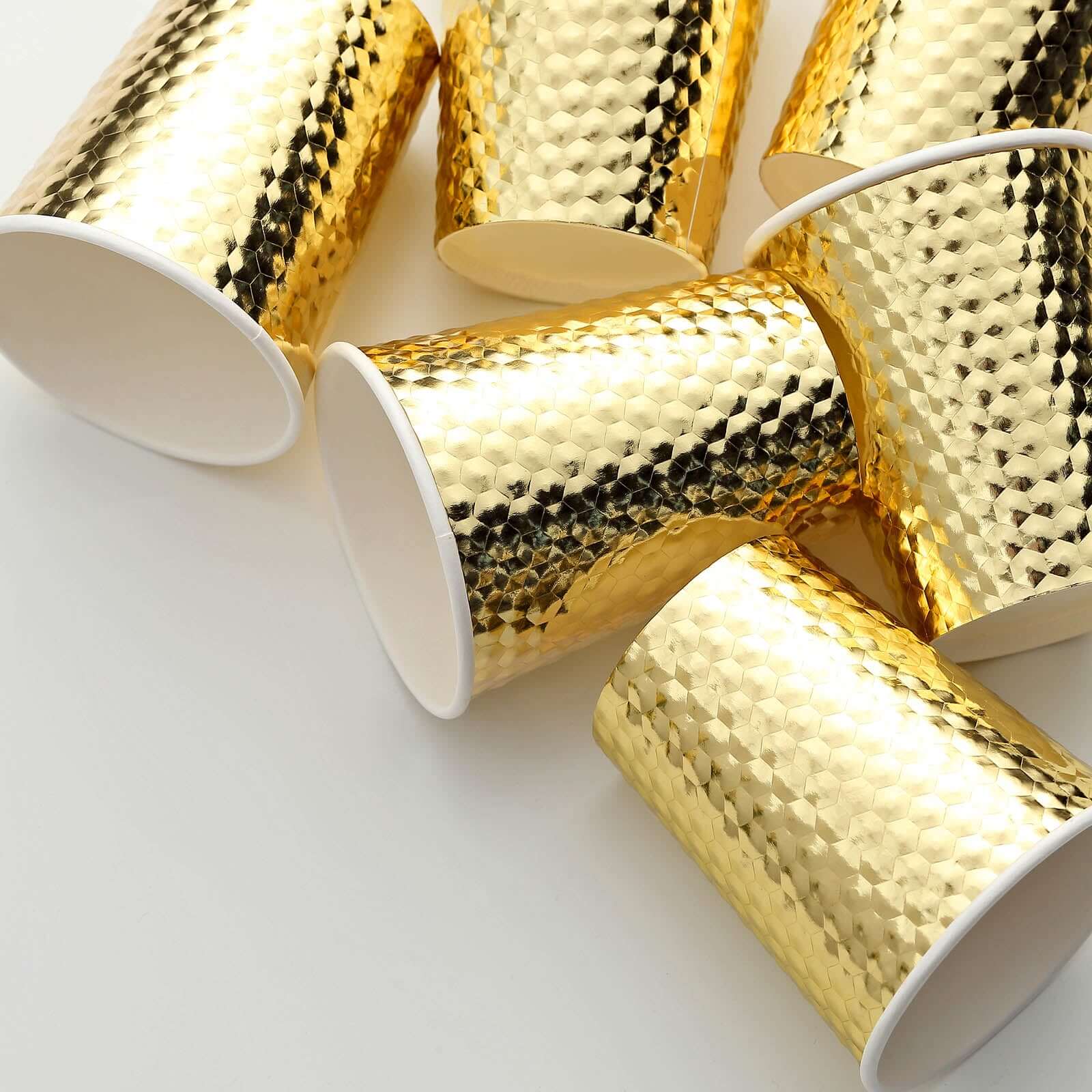 24-Pack Paper Cups 10oz Gold Foil with Honeycomb Design - Chic Disposable Party Cups for Events & All Purpose Use - Image 9