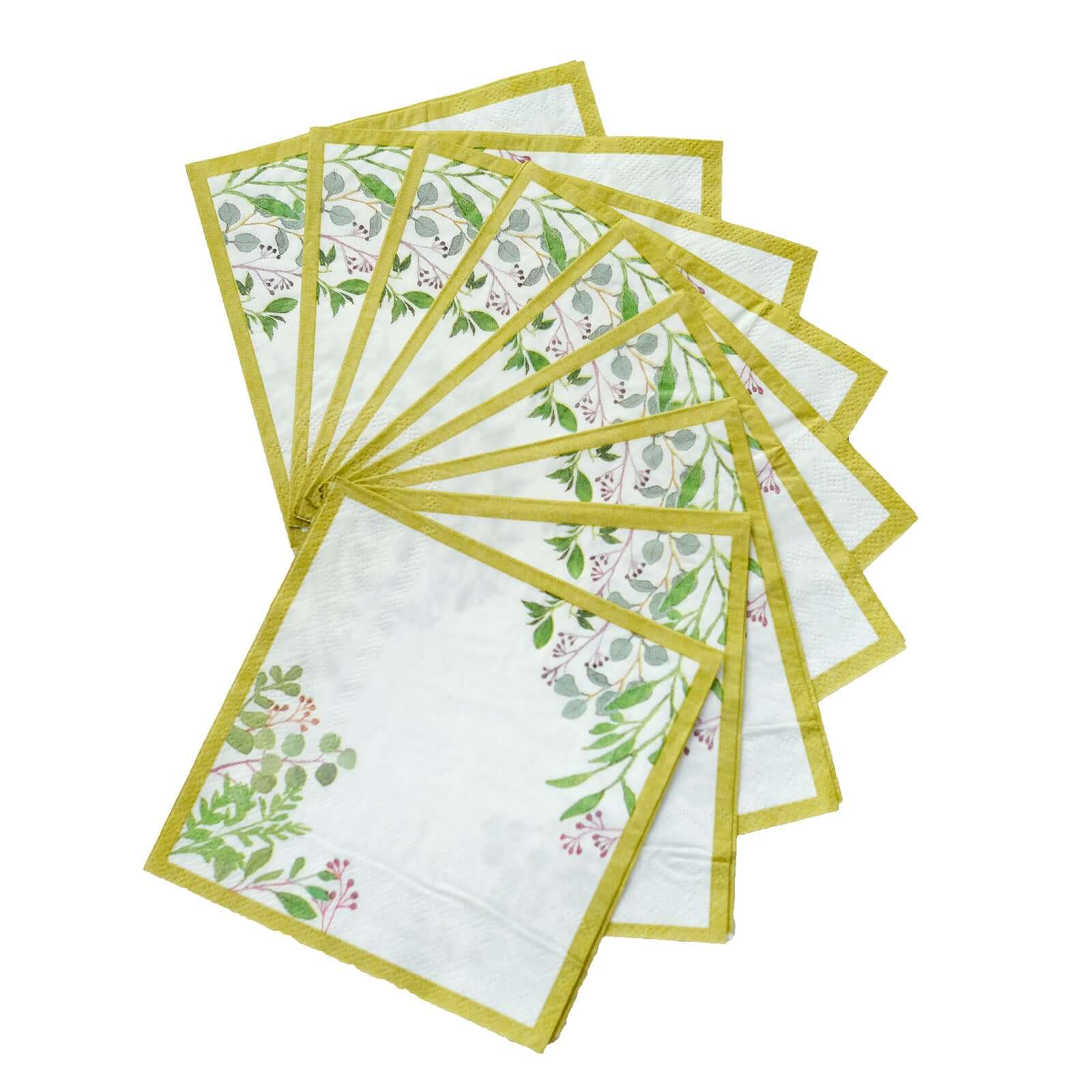 24-Pack Paper Dinner Napkins 2 Ply White Tropical Greenery with Eucalyptus Design 5" - Soft Disposable Cocktail Napkins for Weddings 18GSM - Image 10