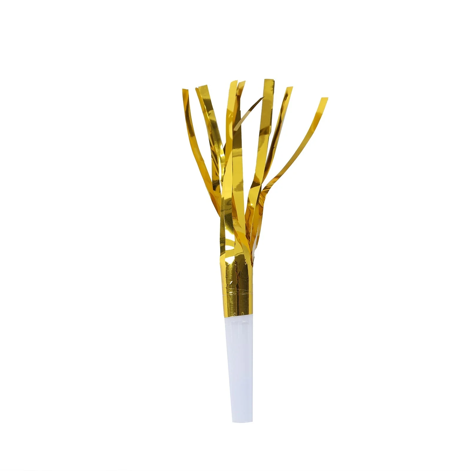 24 Pack Party Horn Noisemakers with Tassels - Gold Metallic Fringed Blowouts for Events and Gatherings - Plastic & Foil Design, 7" - Image 5