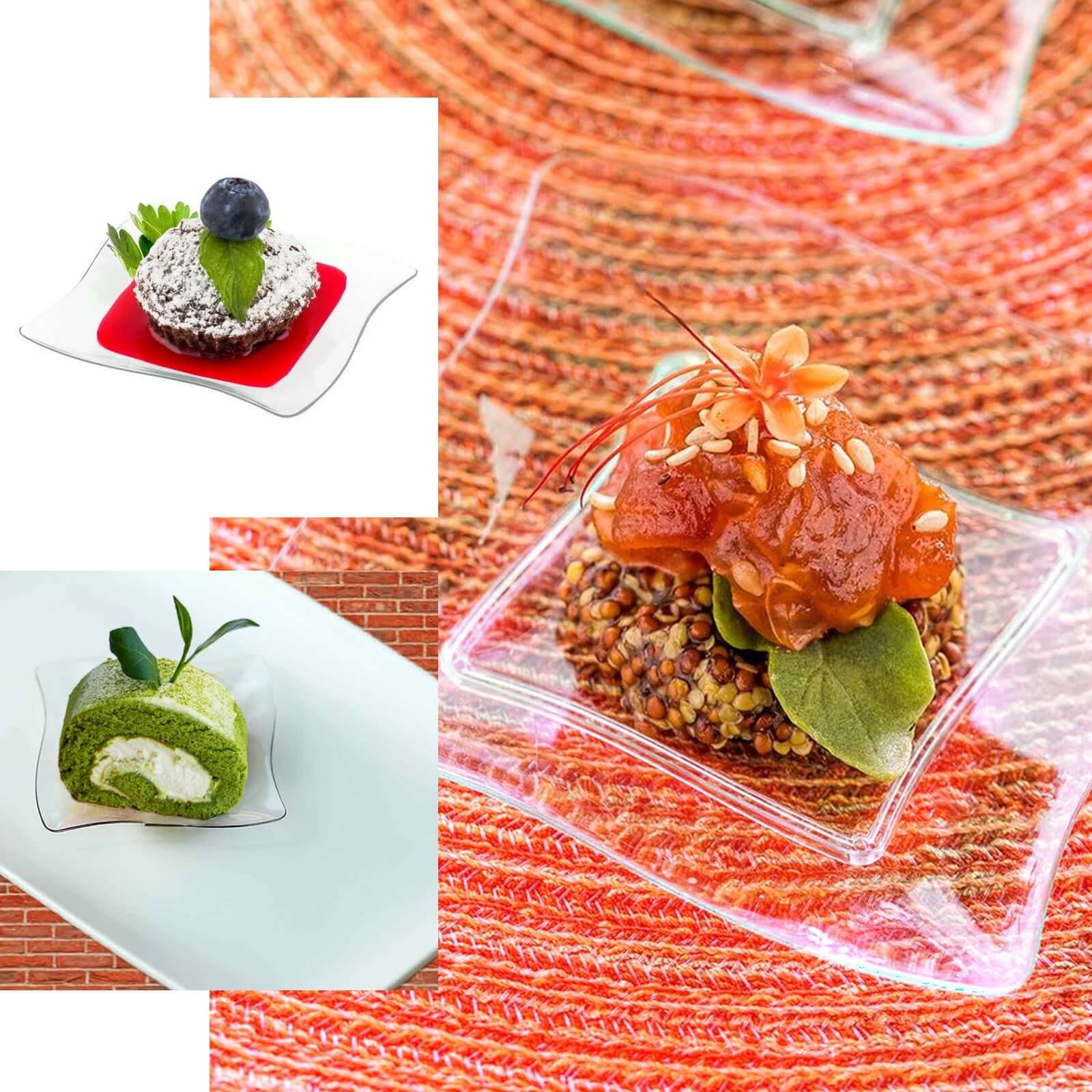 24-Pack Plastic Appetizer Plates 3" Mini Wavy Rim Design Clear - Disposable Pinwheel Snack Plates - Image 5